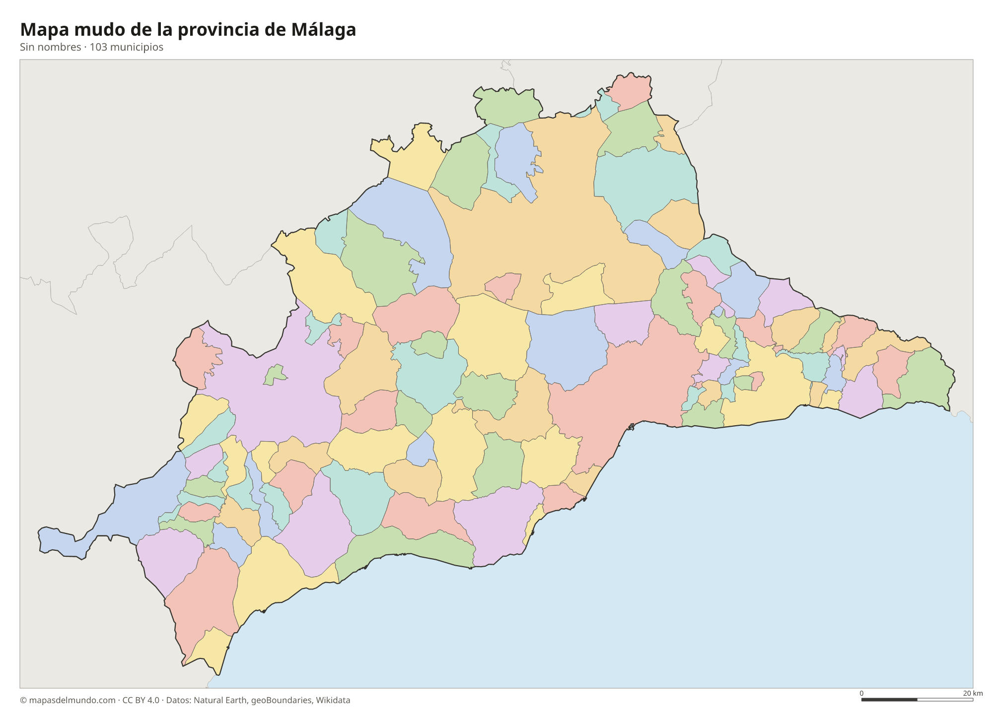 Mapa mudo de la provincia de Málaga
