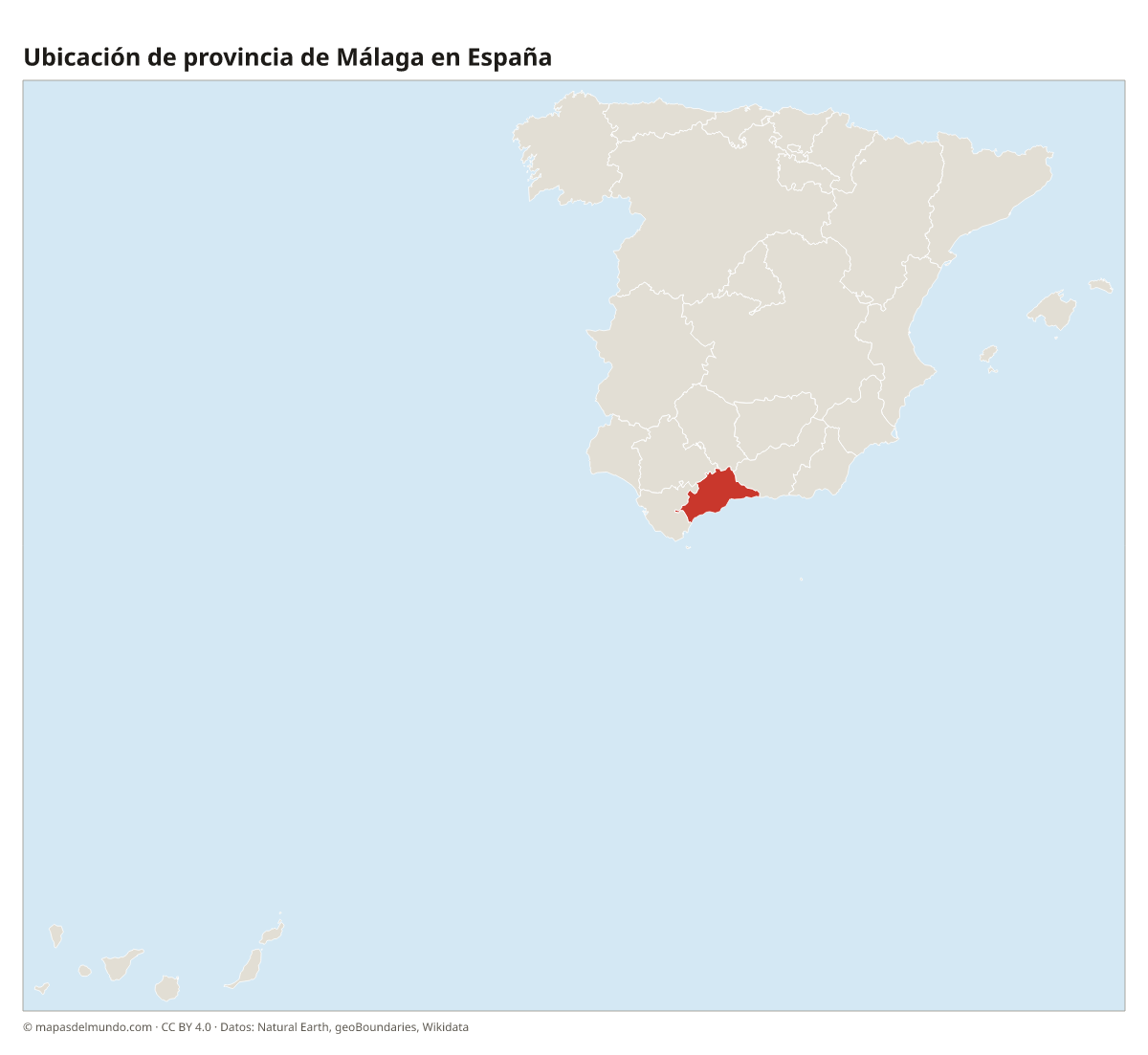 Ubicación de la provincia de Málaga en el mapa de España