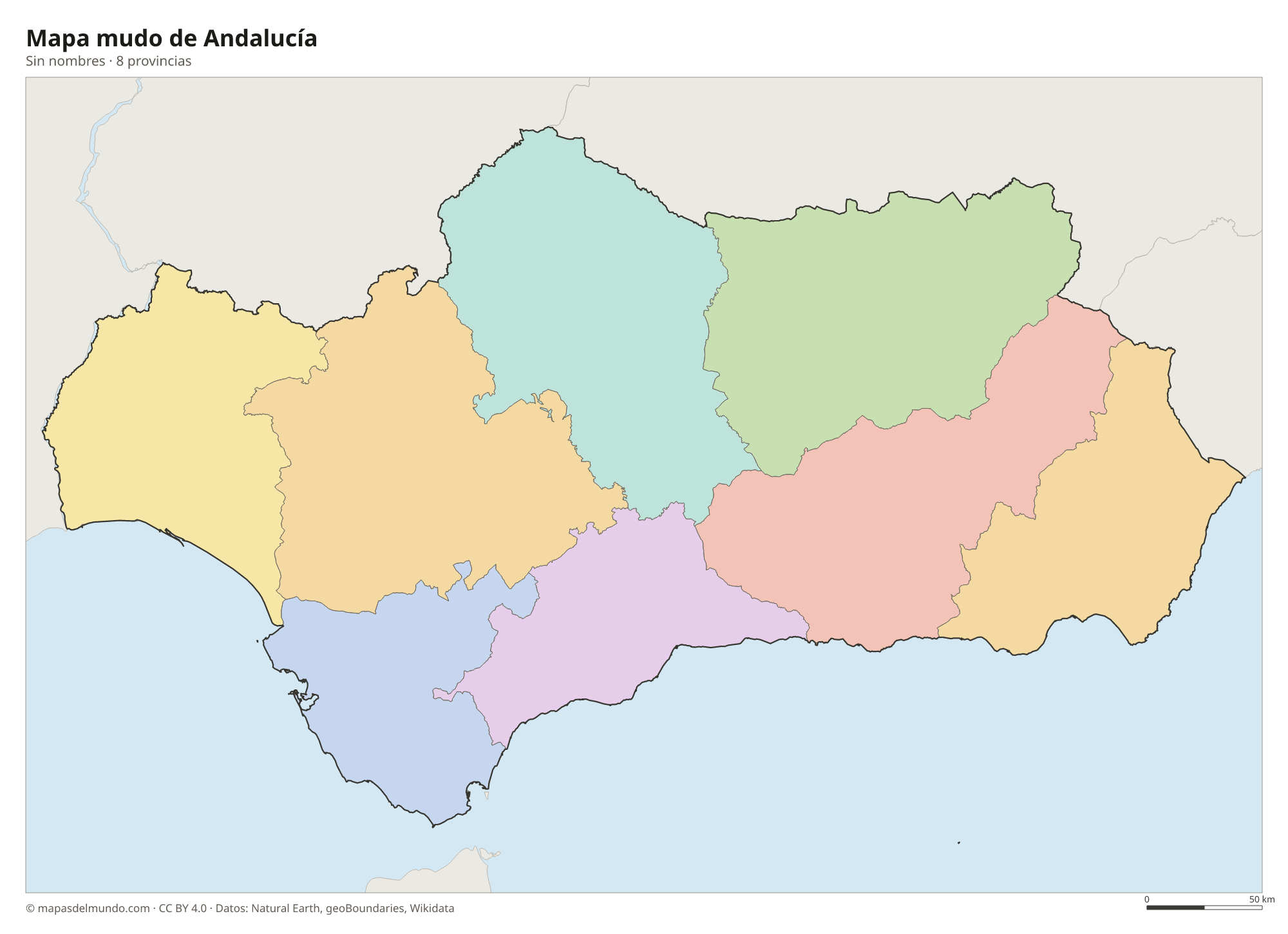 Mapa mudo de Andalucía