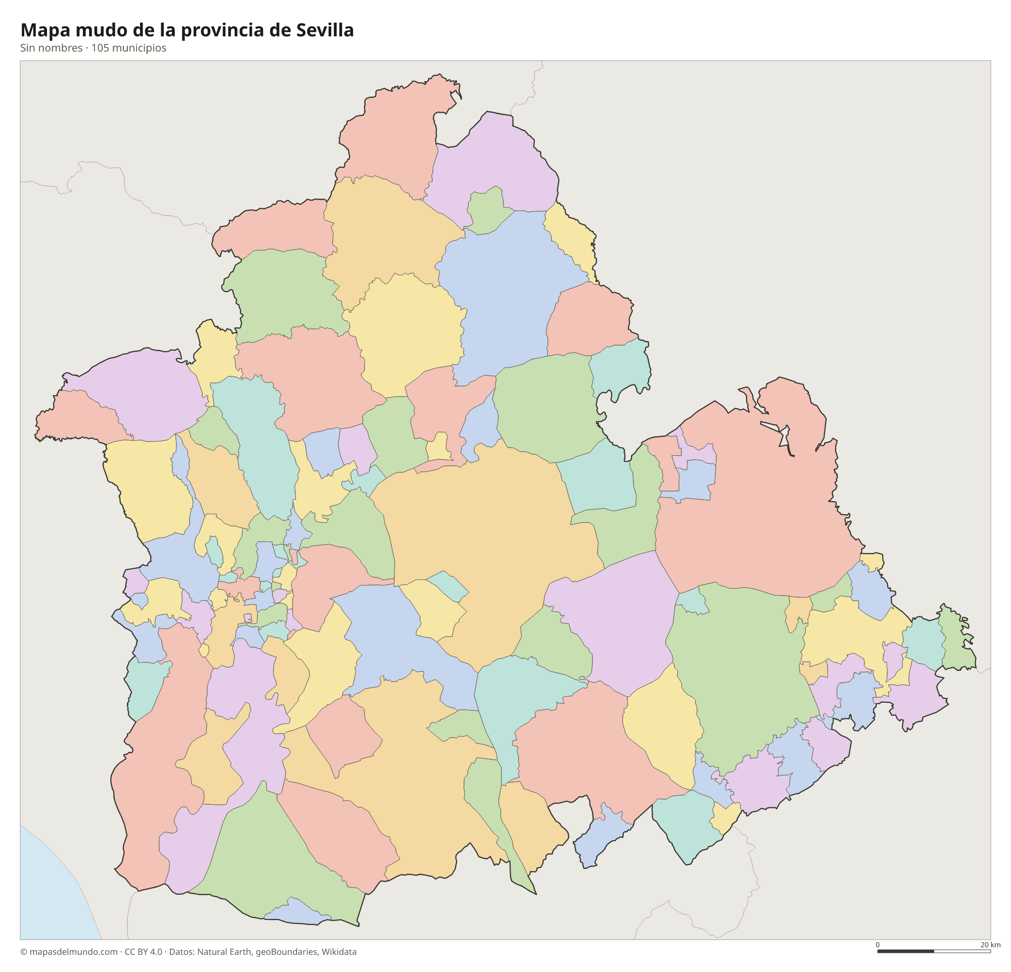 Mapa mudo de la provincia de Sevilla