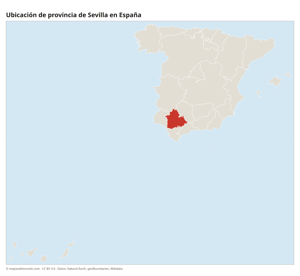 Ubicación de la provincia de Sevilla en el mapa de España