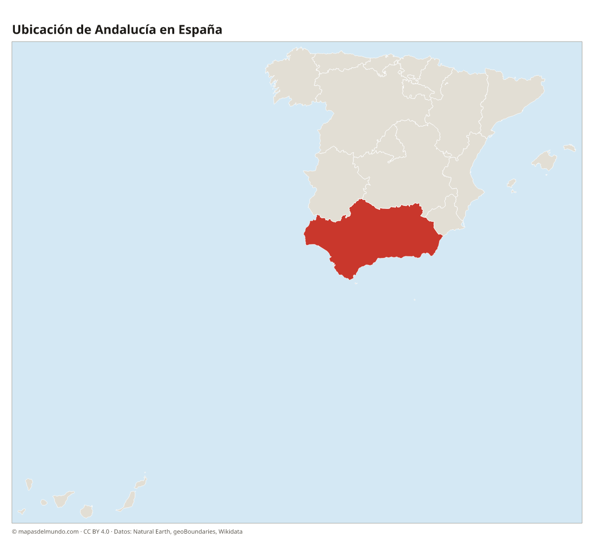 Ubicación de Andalucía en el mapa de España