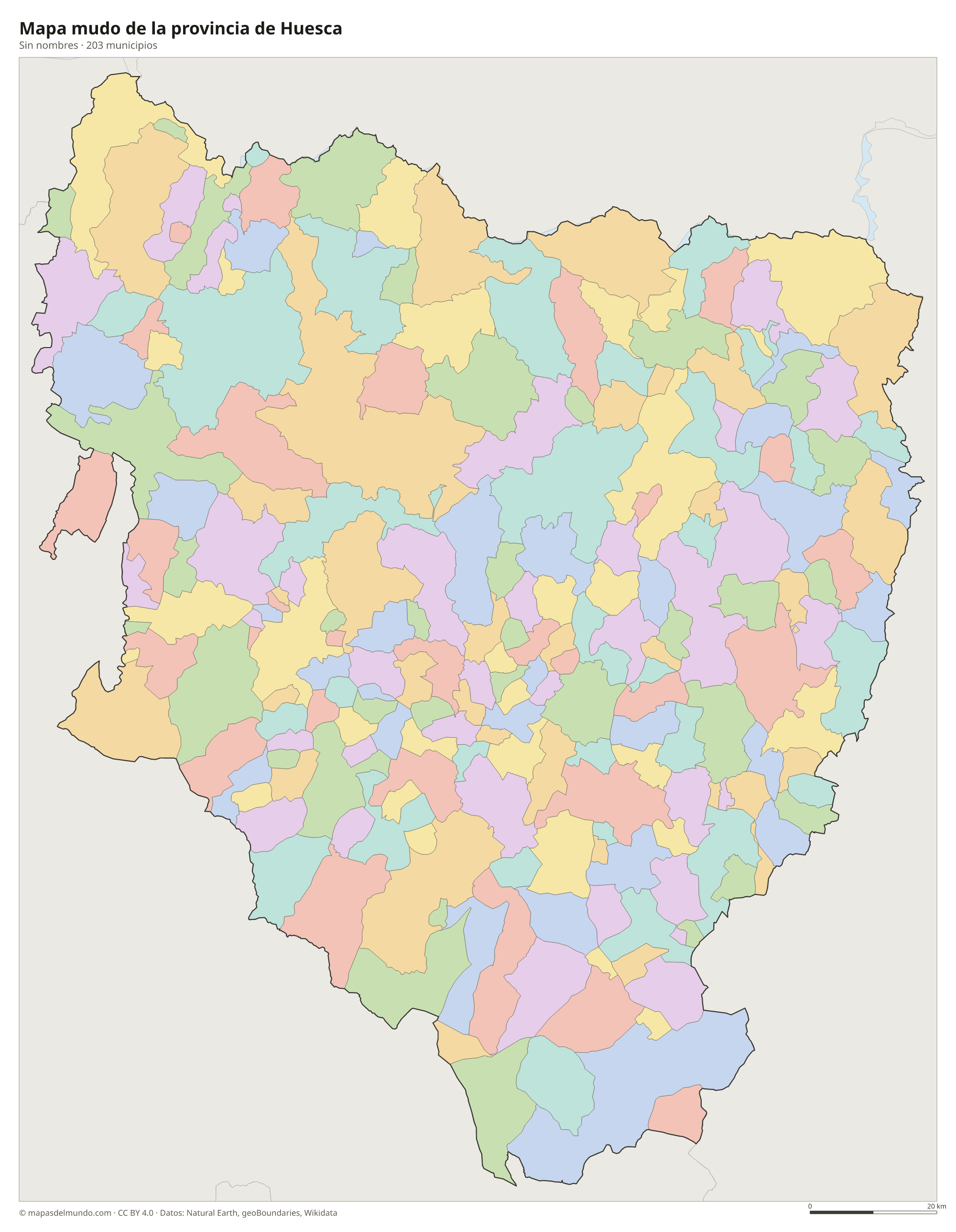 Mapa mudo de la provincia de Huesca