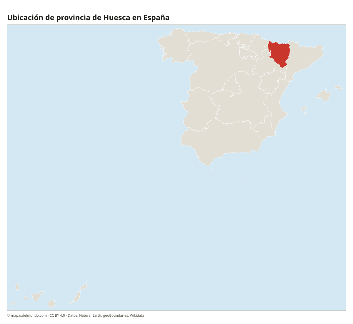 Ubicación de la provincia de Huesca en el mapa de España