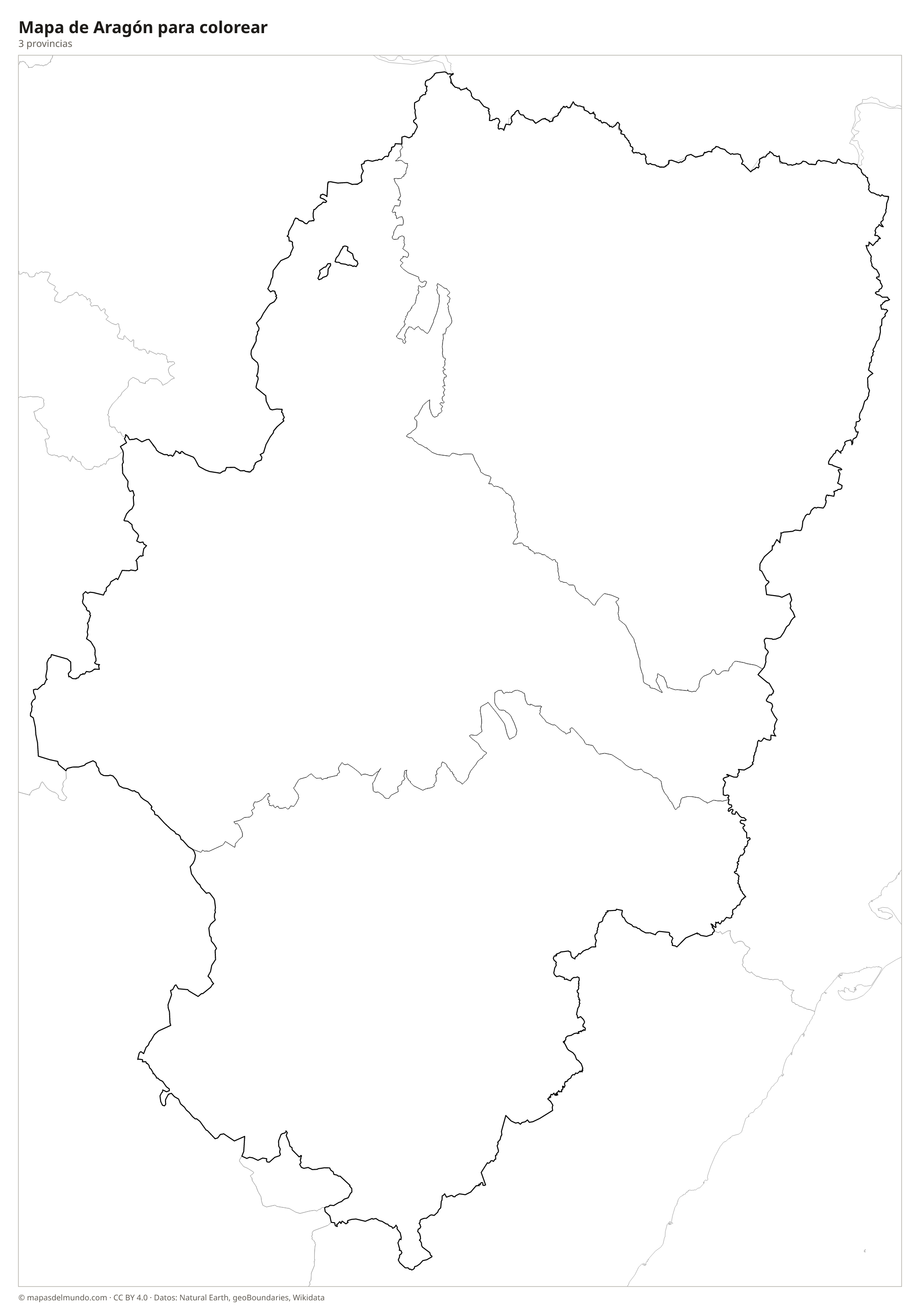 Mapa de Aragón para colorear