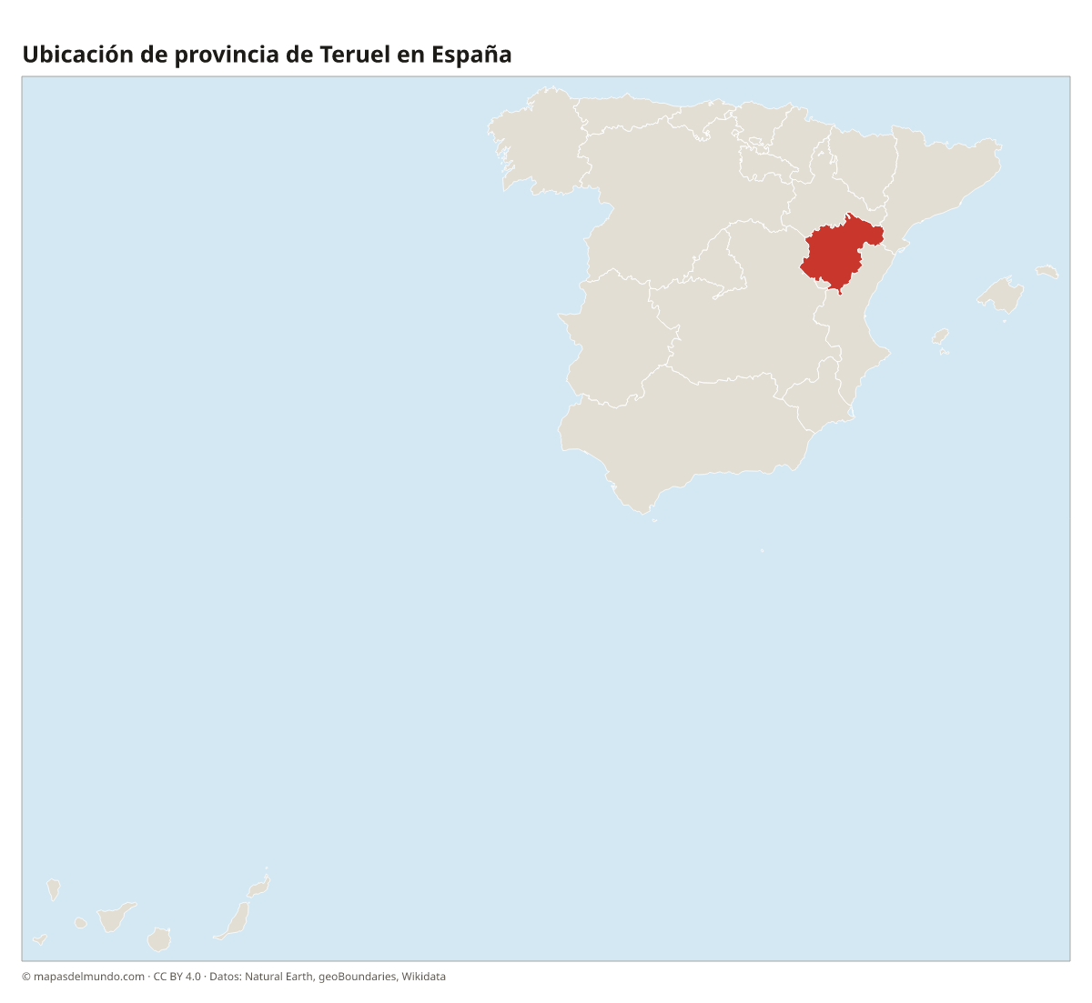 Ubicación de la provincia de Teruel en el mapa de España
