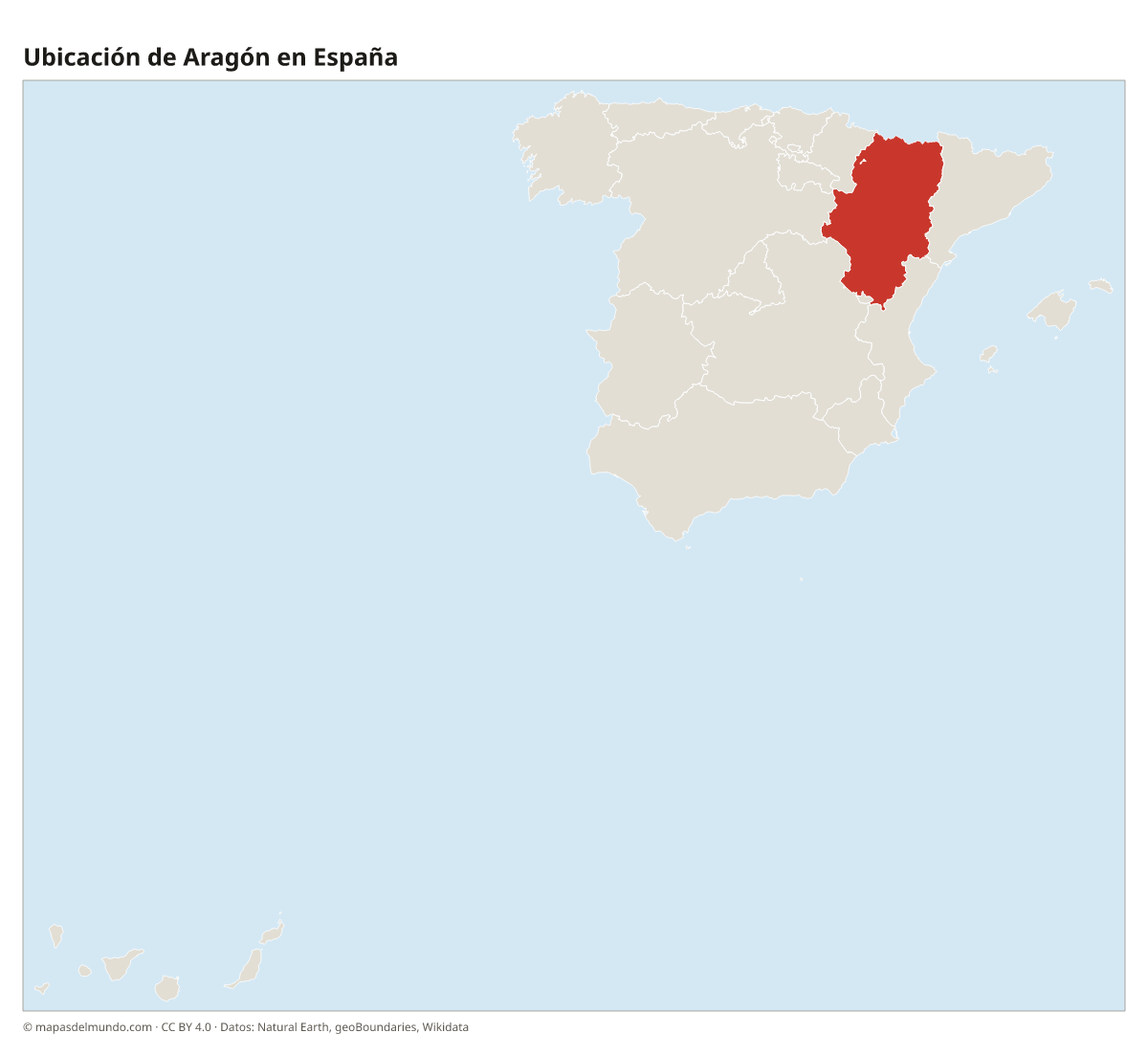 Ubicación de Aragón en el mapa de España