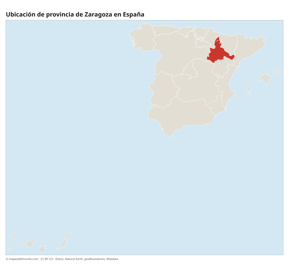 Ubicación de la provincia de Zaragoza en el mapa de España