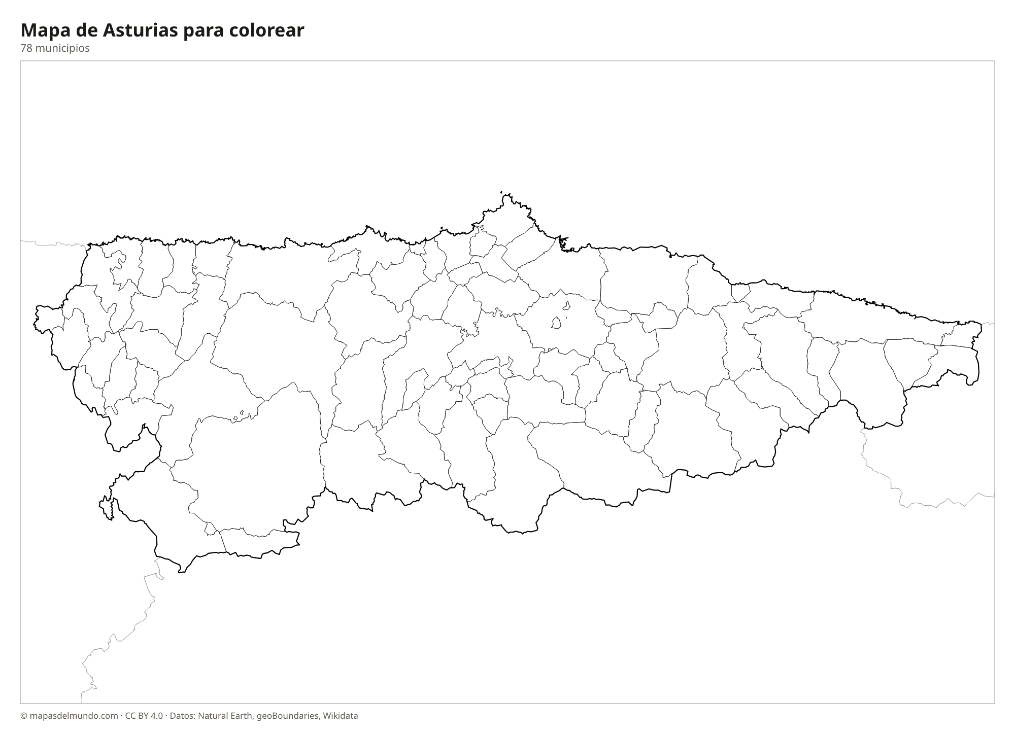 Mapa de Asturias para colorear