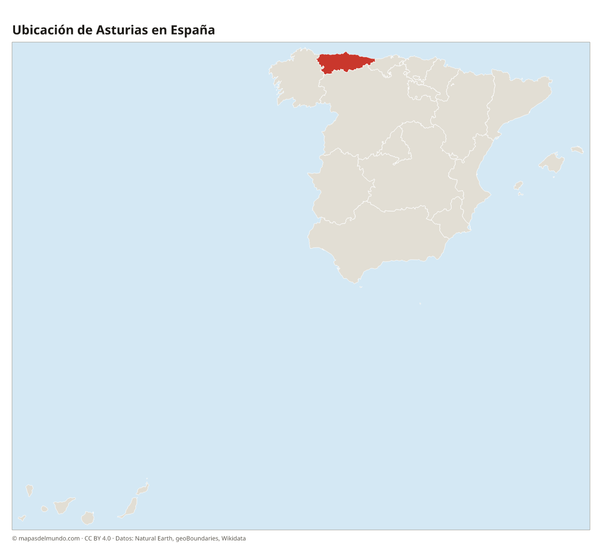 Ubicación de Asturias en el mapa de España