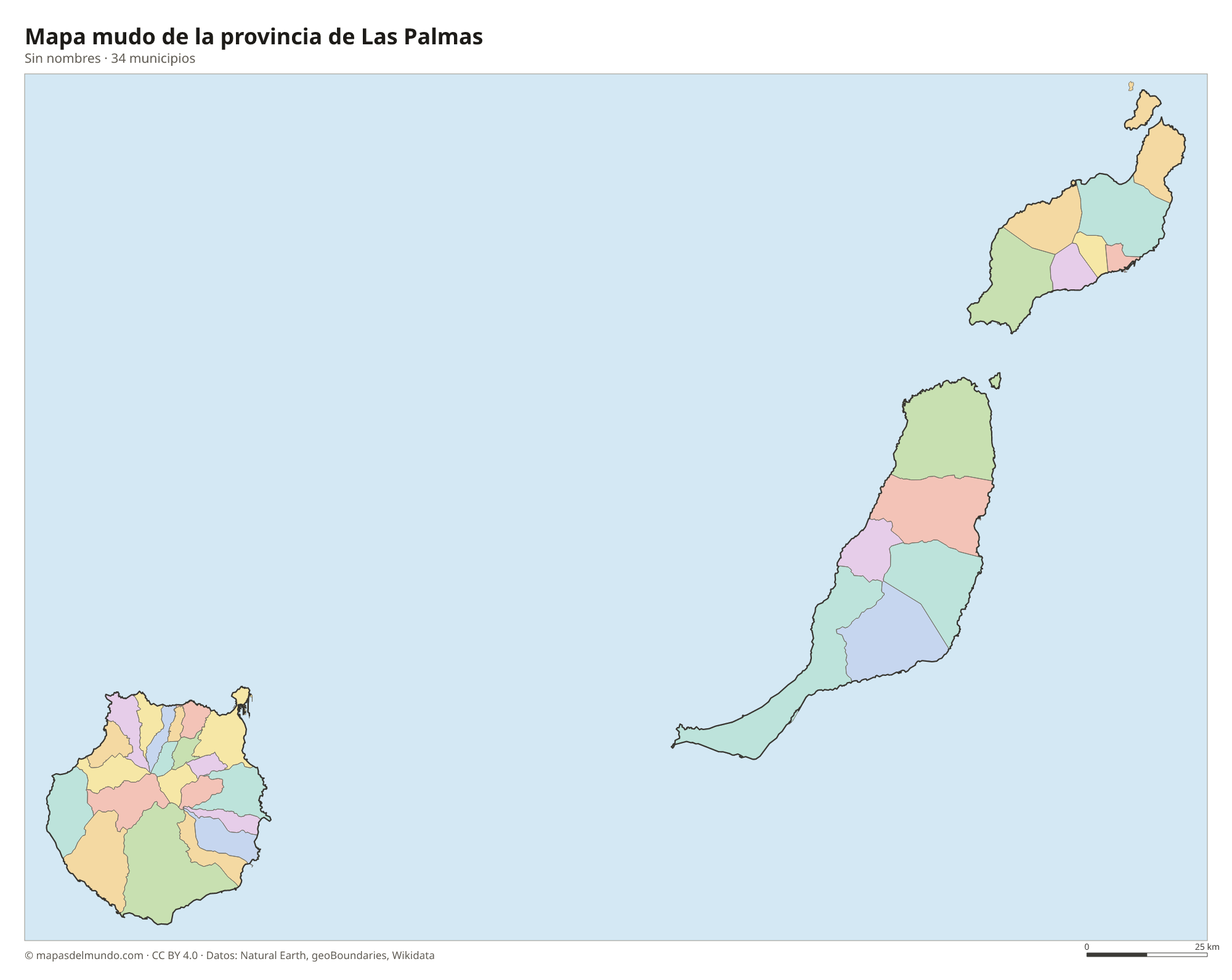 Mapa mudo de la provincia de Las Palmas