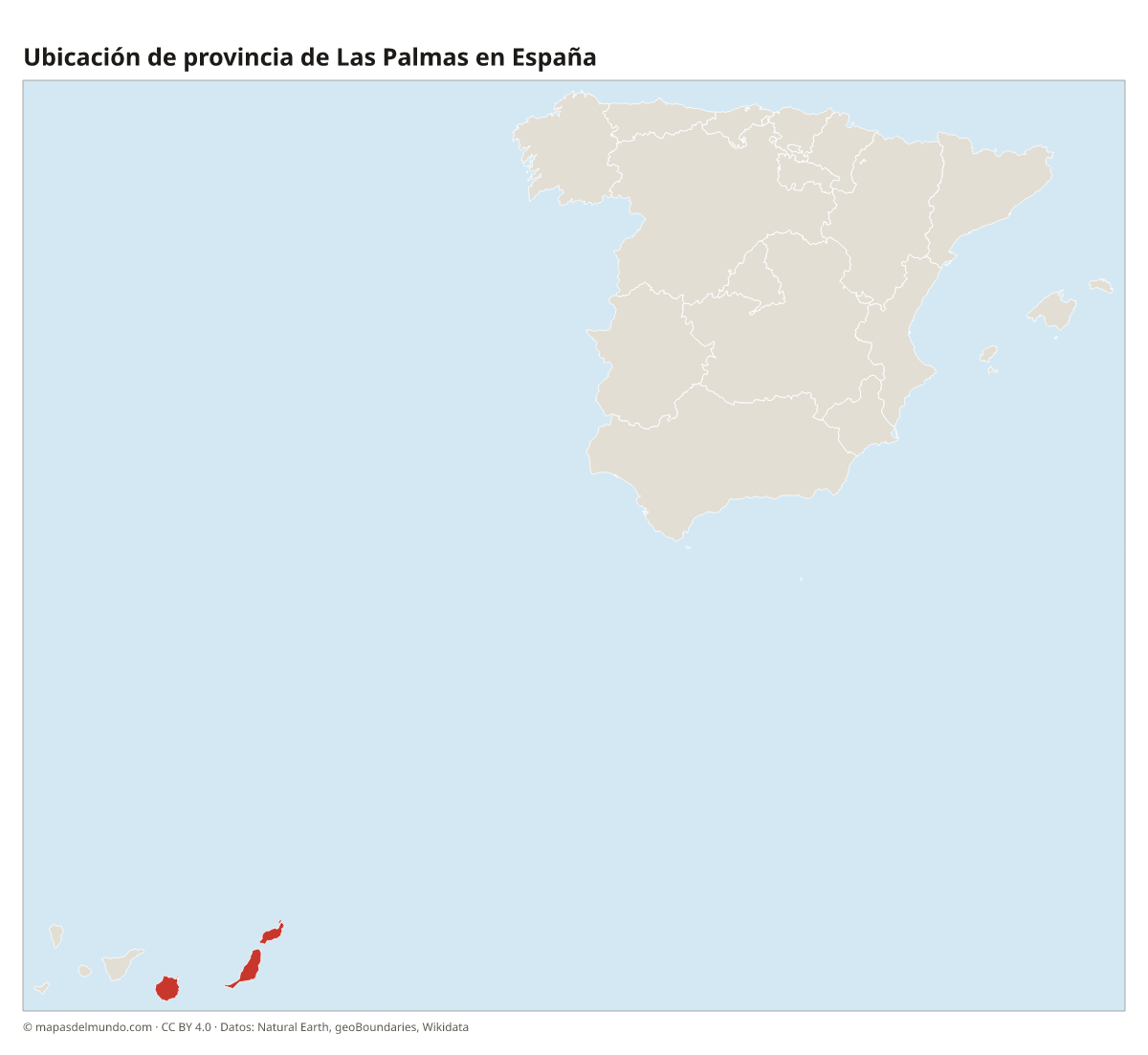 Ubicación de la provincia de Las Palmas en el mapa de España