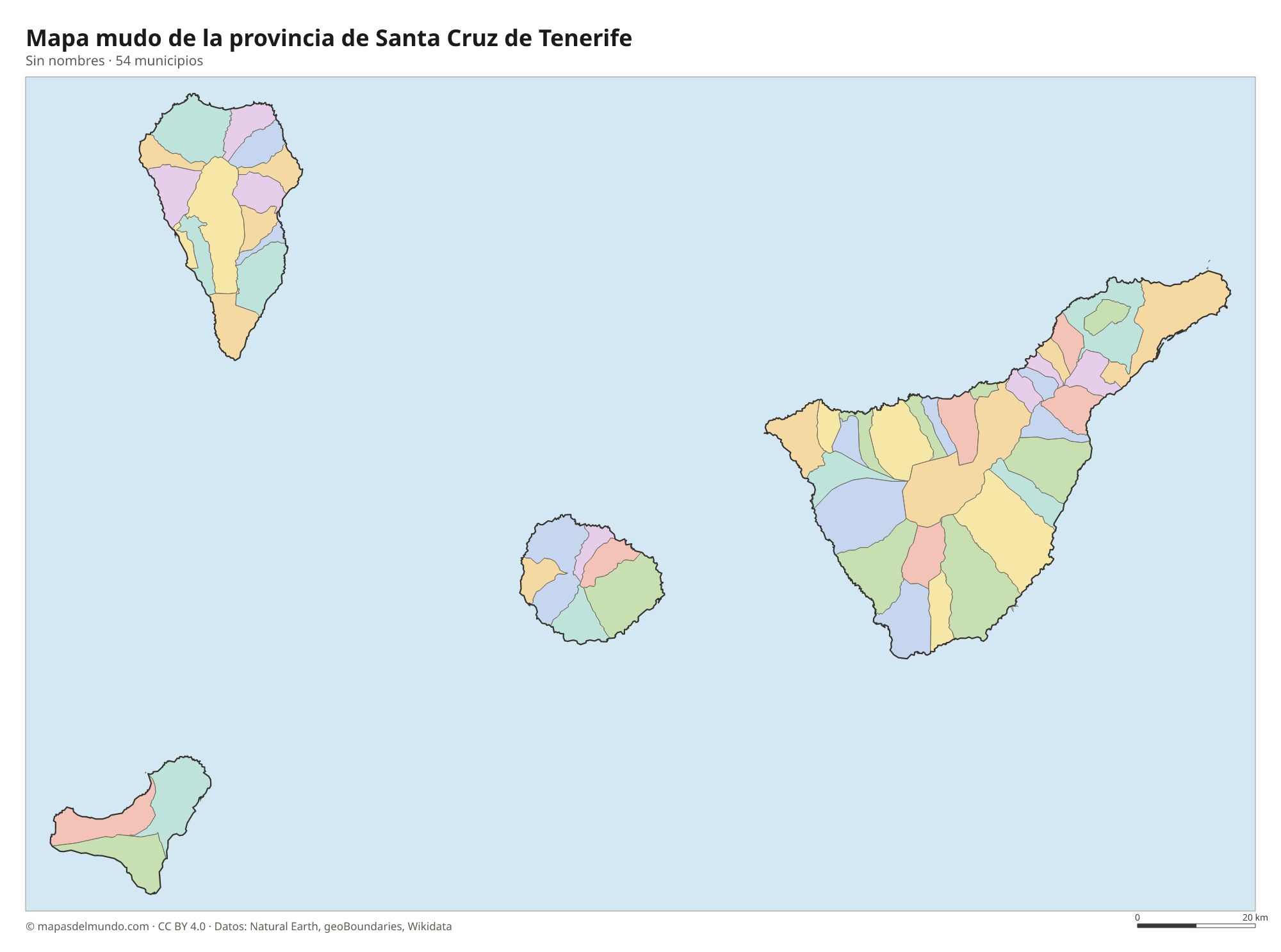 Mapa mudo de la provincia de Santa Cruz de Tenerife