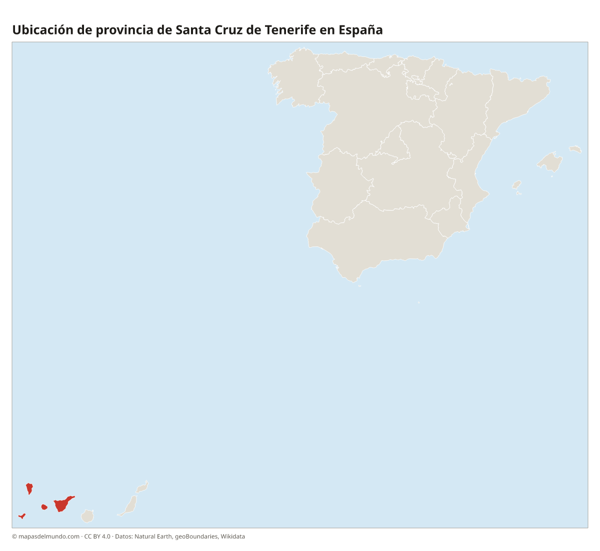 Ubicación de la provincia de Santa Cruz de Tenerife en el mapa de España