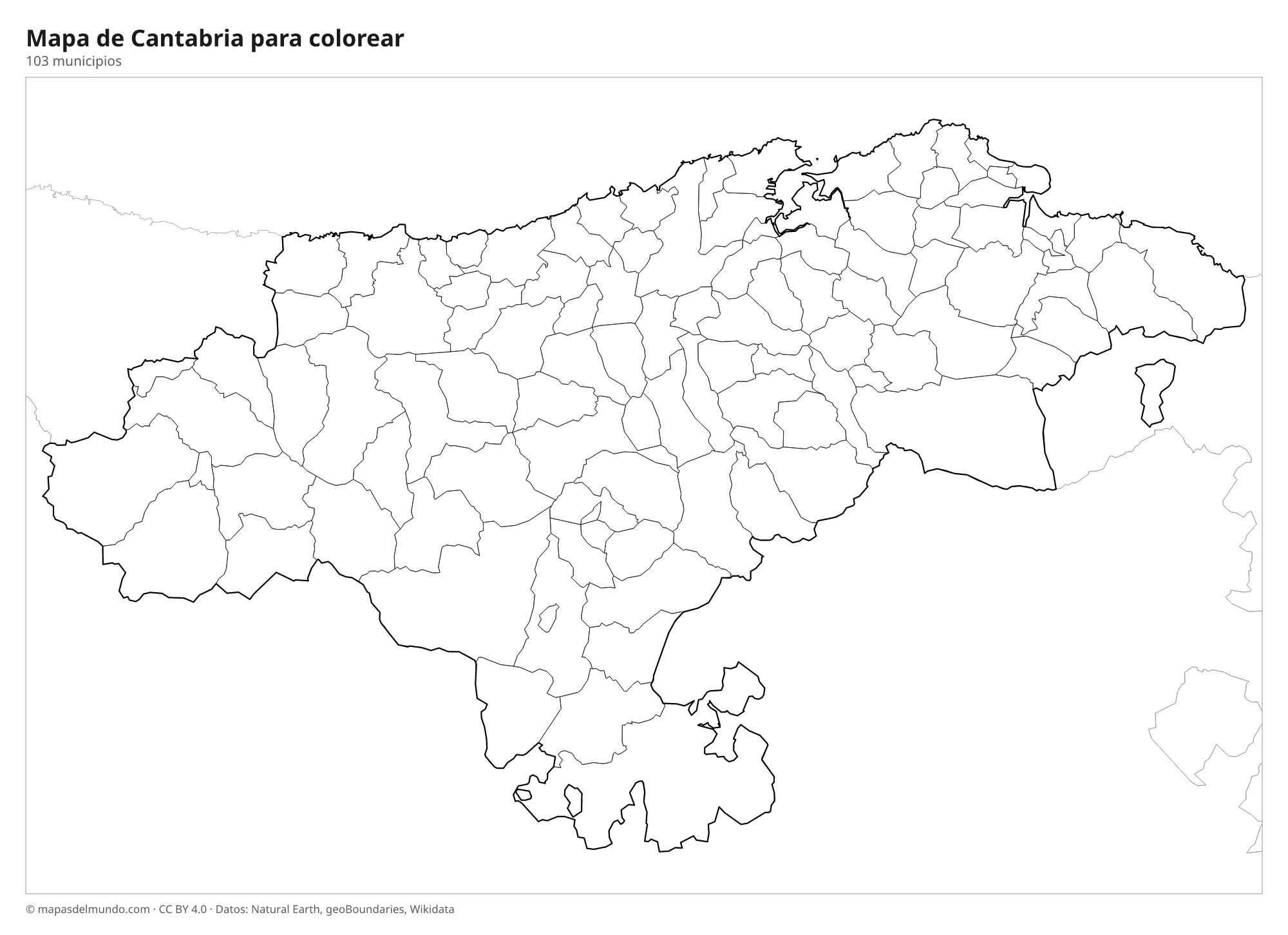 Mapa de Cantabria para colorear
