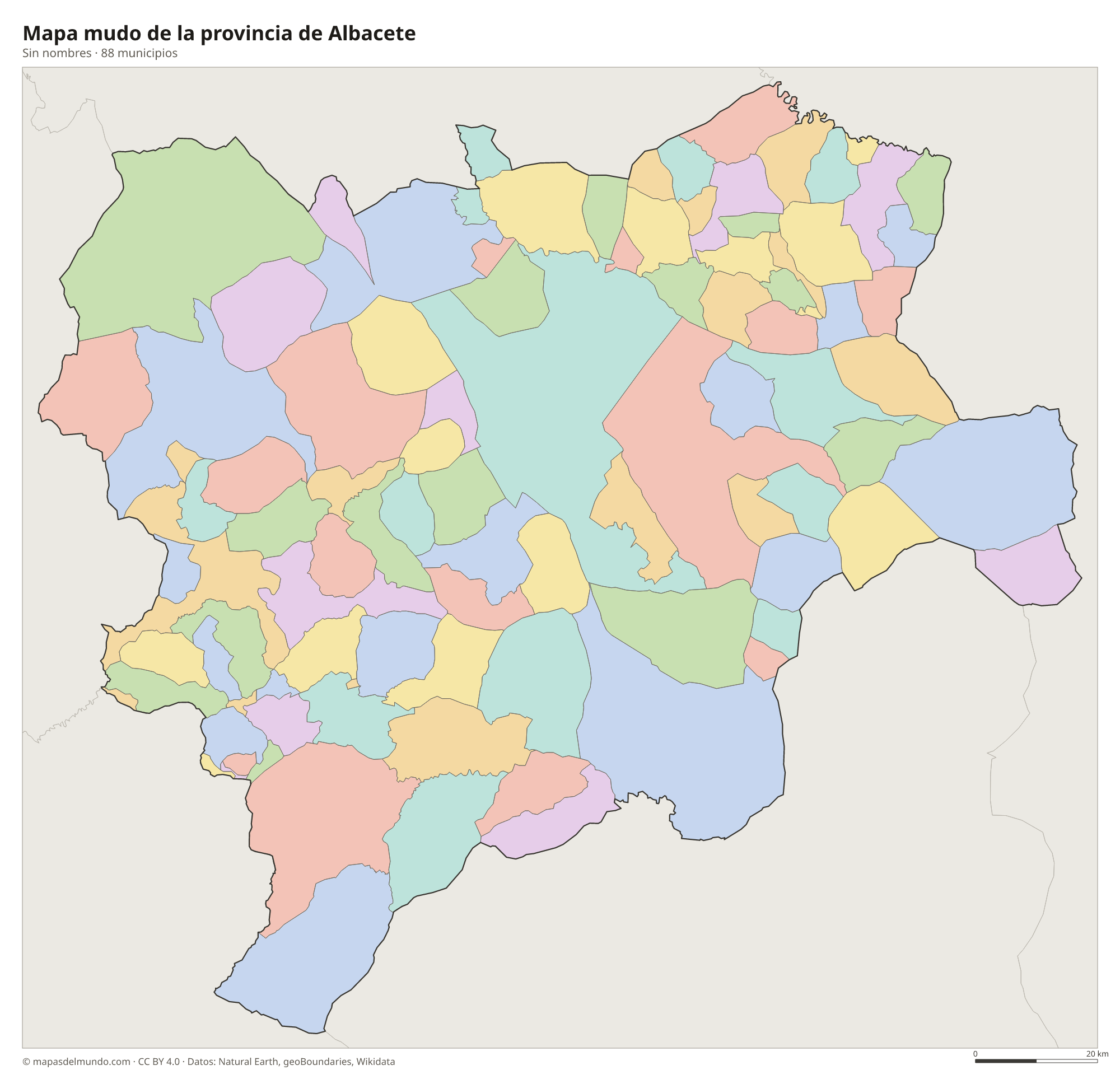 Mapa mudo de la provincia de Albacete