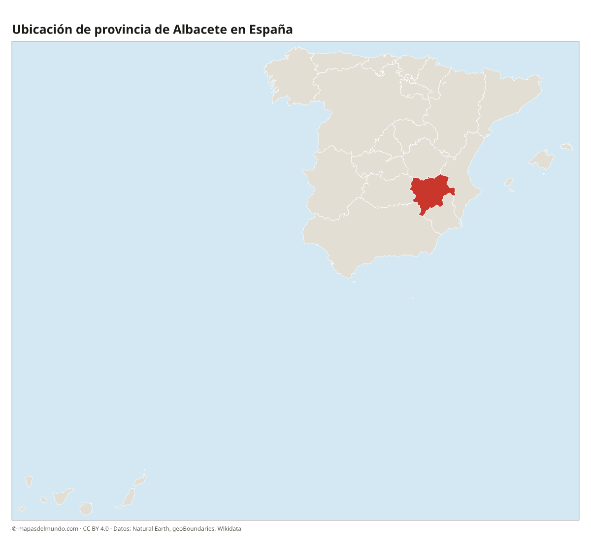 Ubicación de la provincia de Albacete en el mapa de España