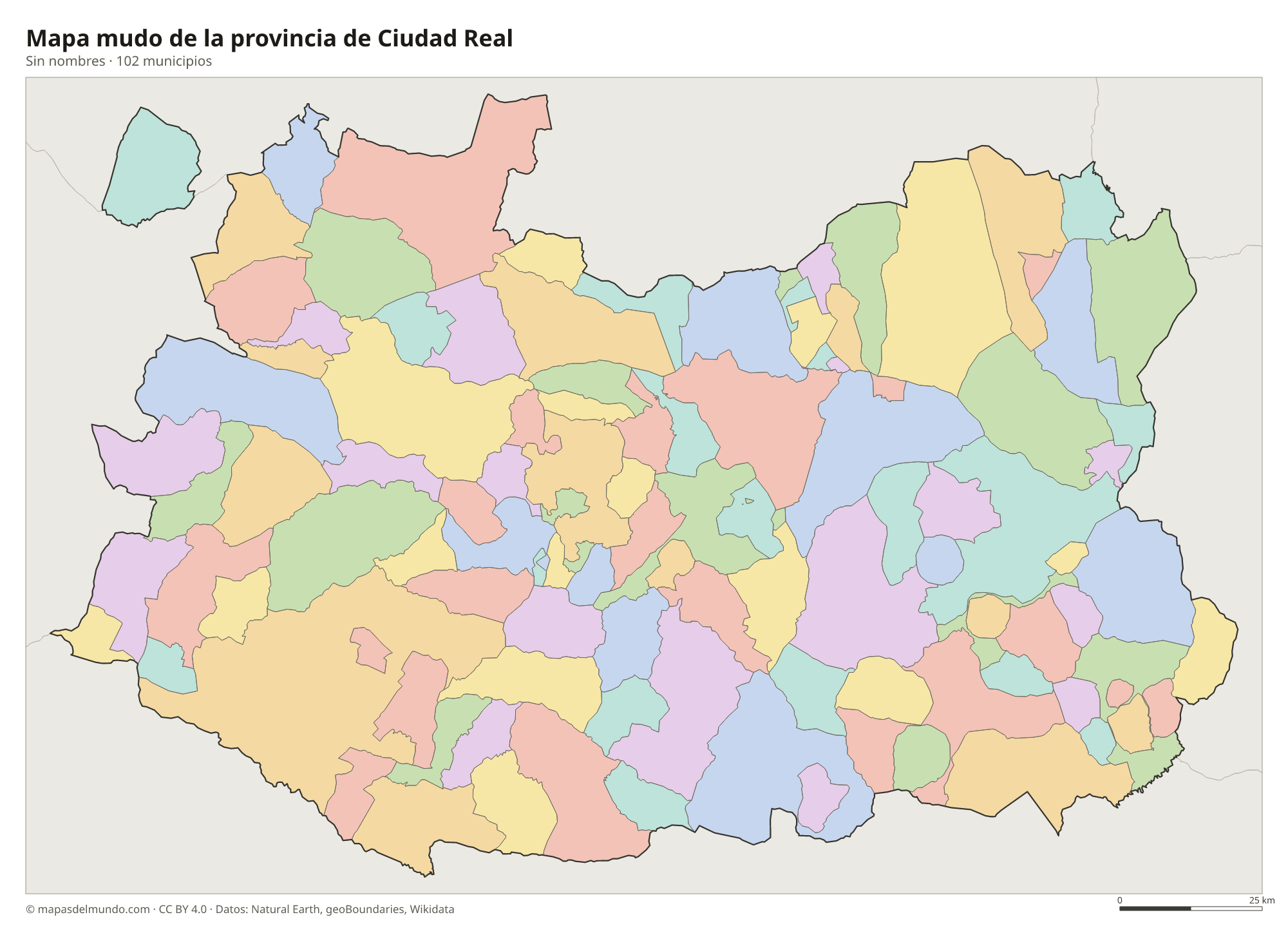 Mapa mudo de la provincia de Ciudad Real