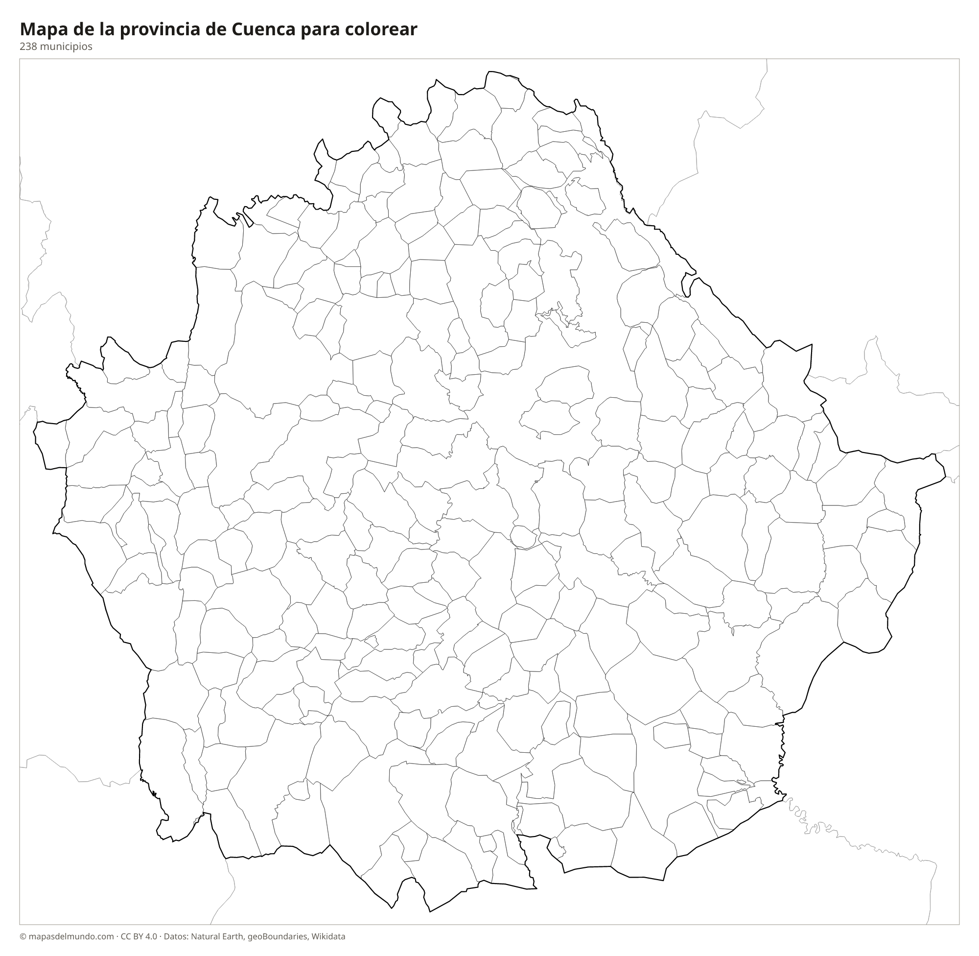 Mapa de la provincia de Cuenca para colorear
