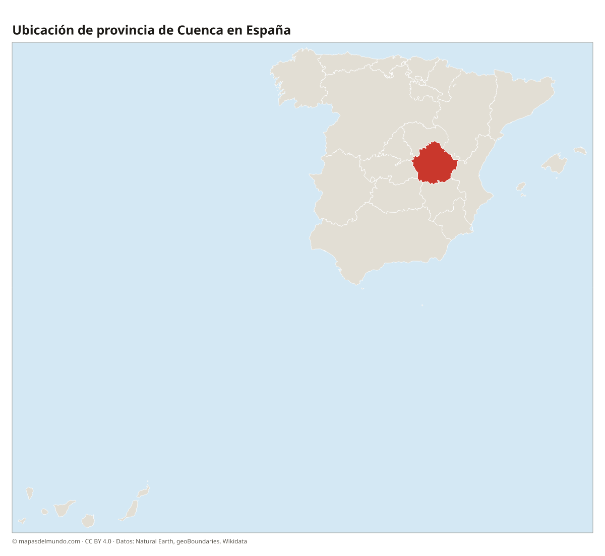 Ubicación de la provincia de Cuenca en el mapa de España