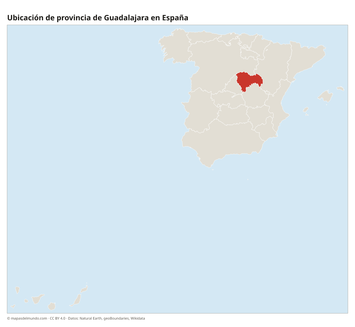 Ubicación de la provincia de Guadalajara en el mapa de España