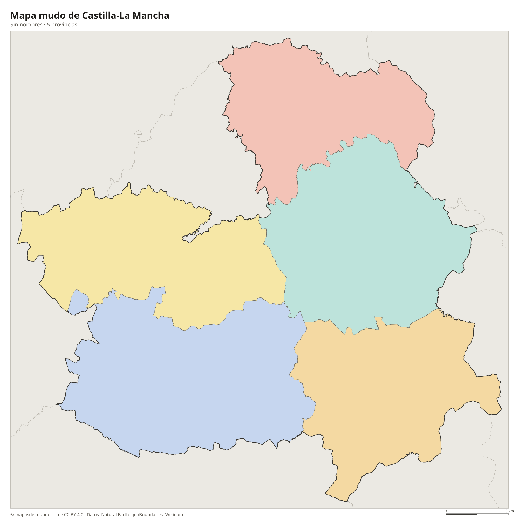 Mapa mudo de Castilla-La Mancha