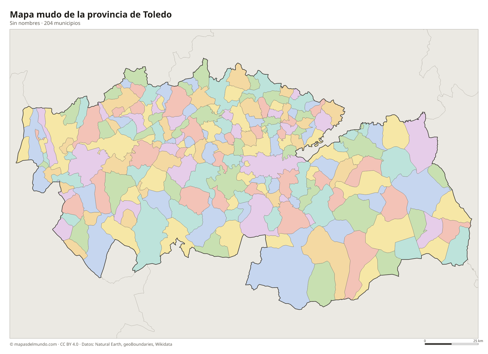 Mapa mudo de la provincia de Toledo
