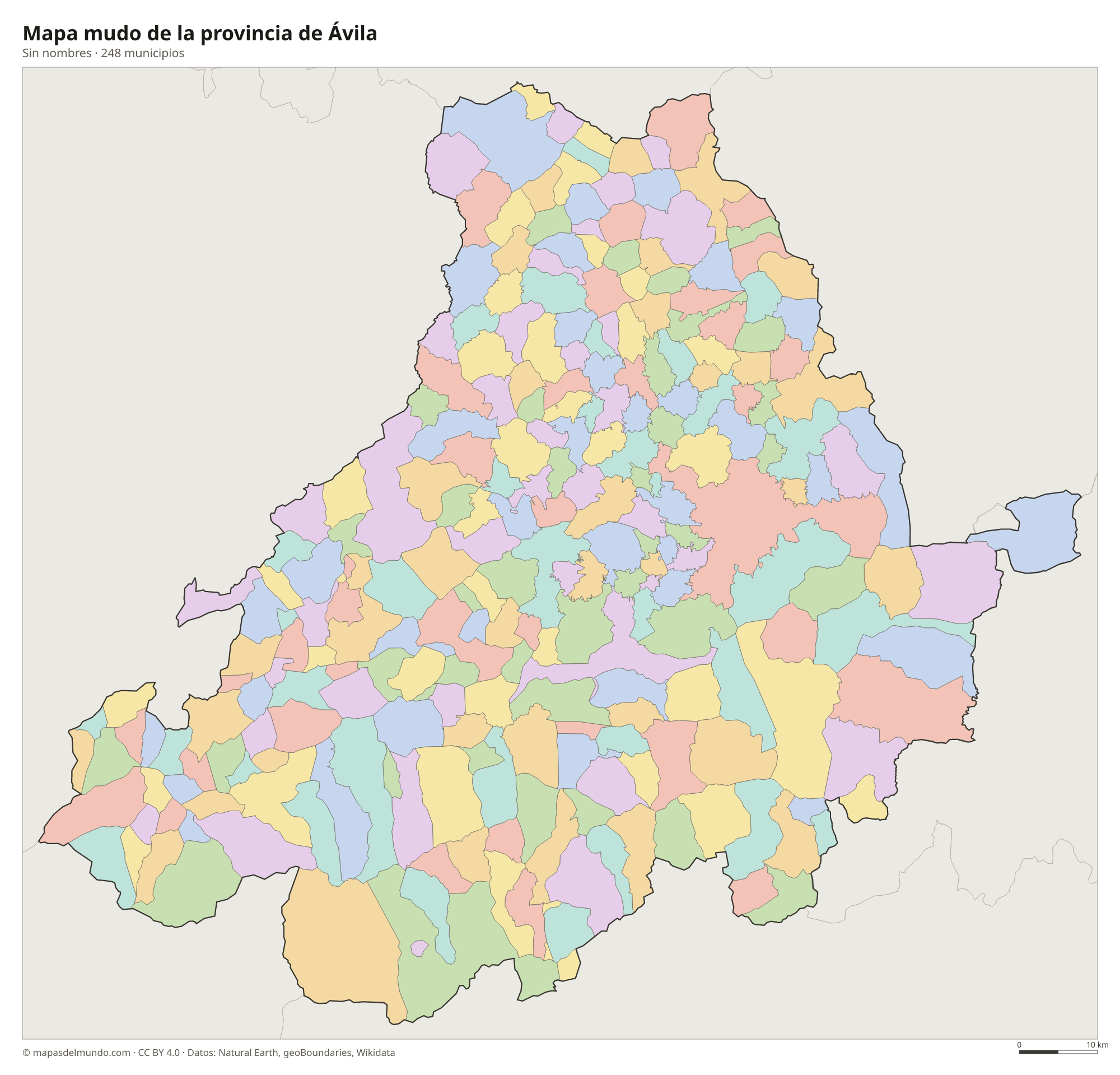Mapa mudo de la provincia de Ávila