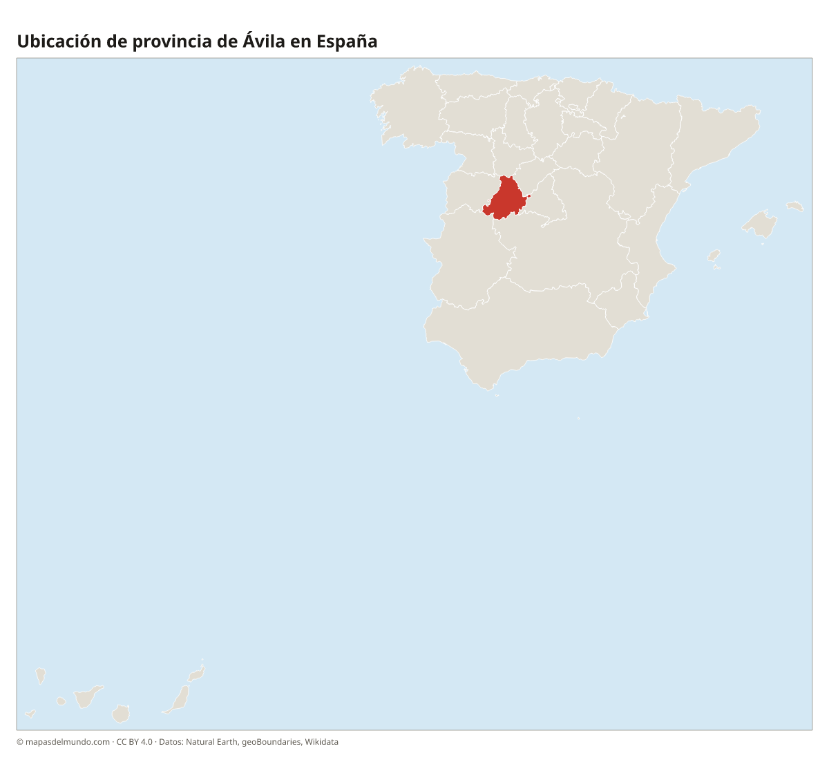 Ubicación de la provincia de Ávila en el mapa de España