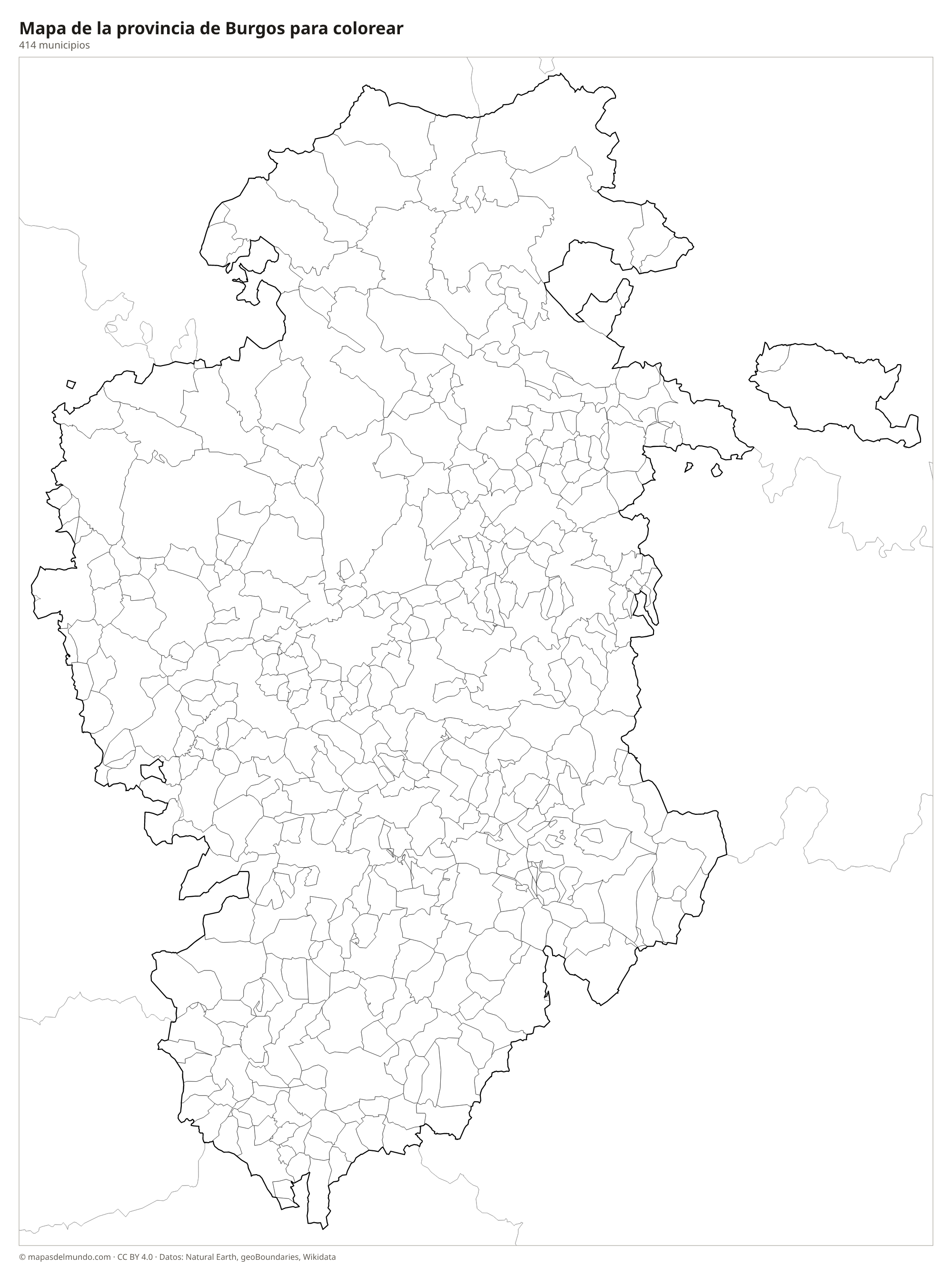 Mapa de la provincia de Burgos para colorear