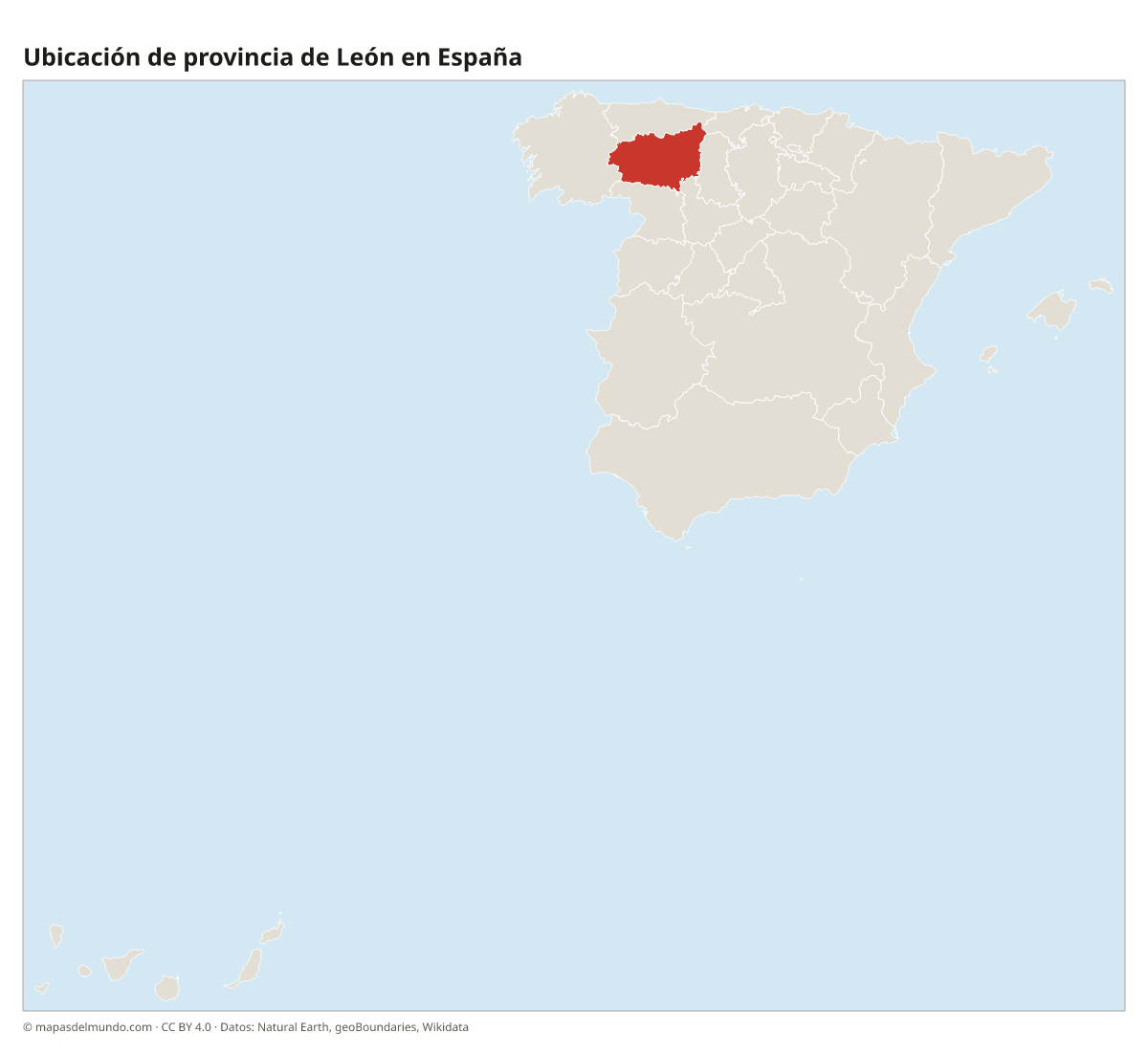 Ubicación de la provincia de León en el mapa de España