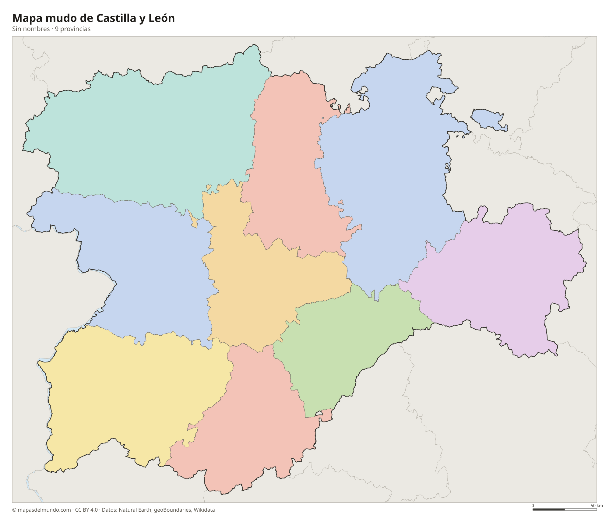Mapa mudo de Castilla y León