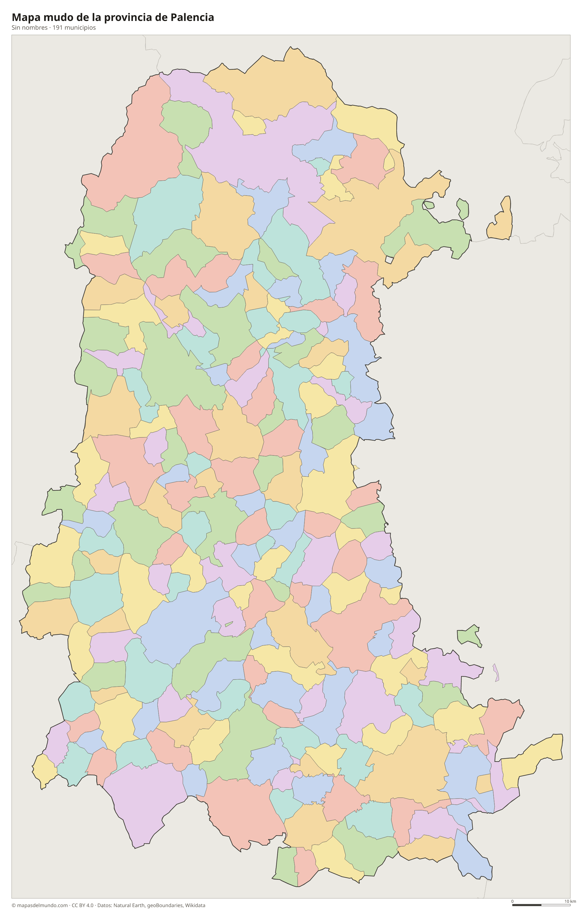 Mapa mudo de la provincia de Palencia