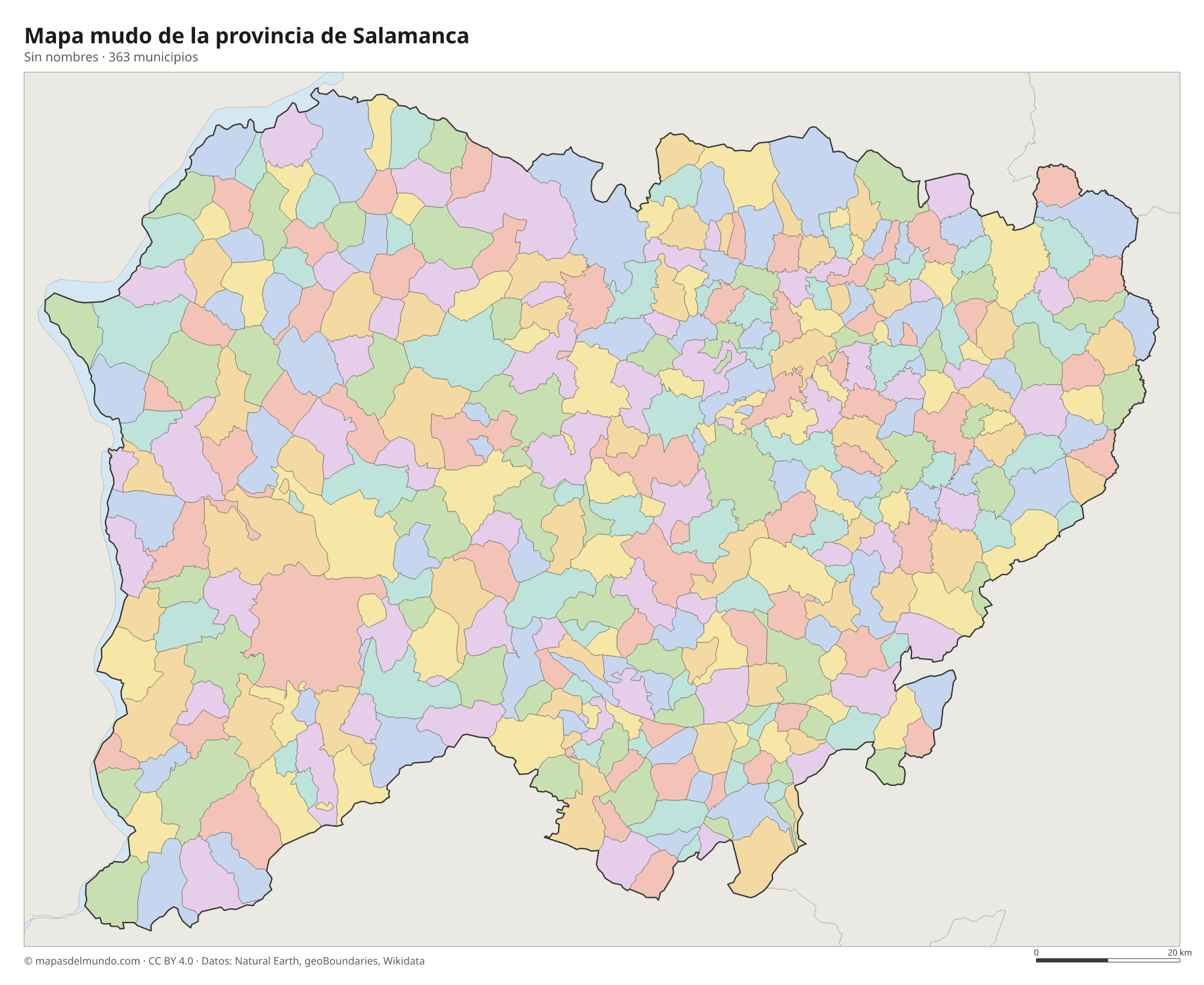 Mapa mudo de la provincia de Salamanca