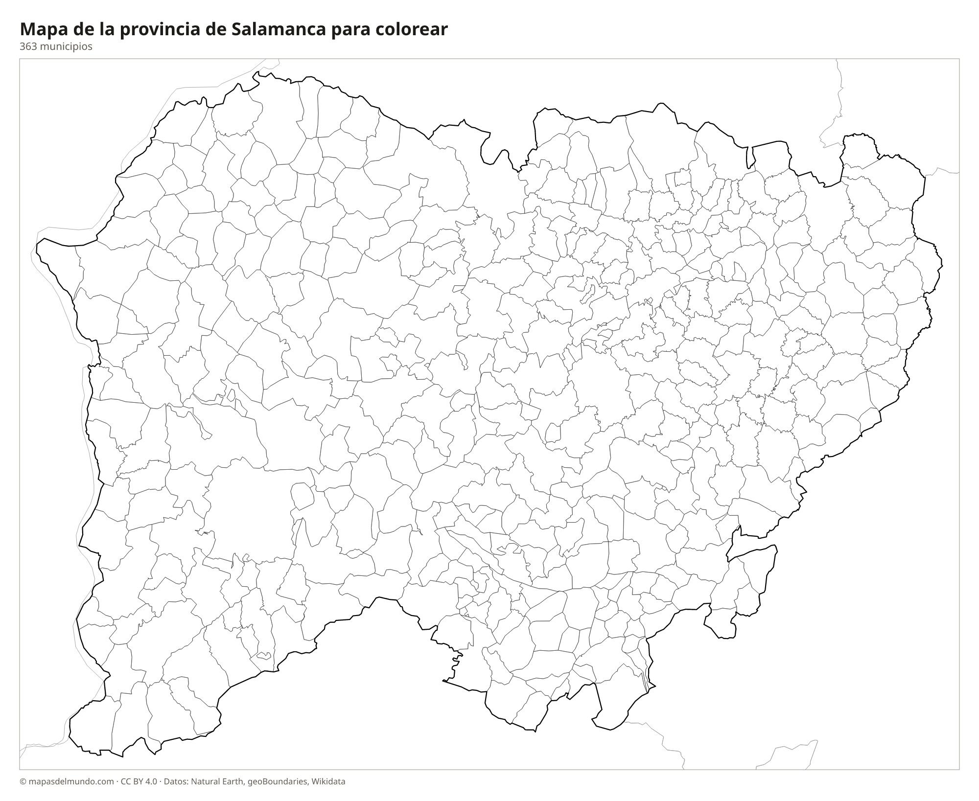 Mapa de la provincia de Salamanca para colorear