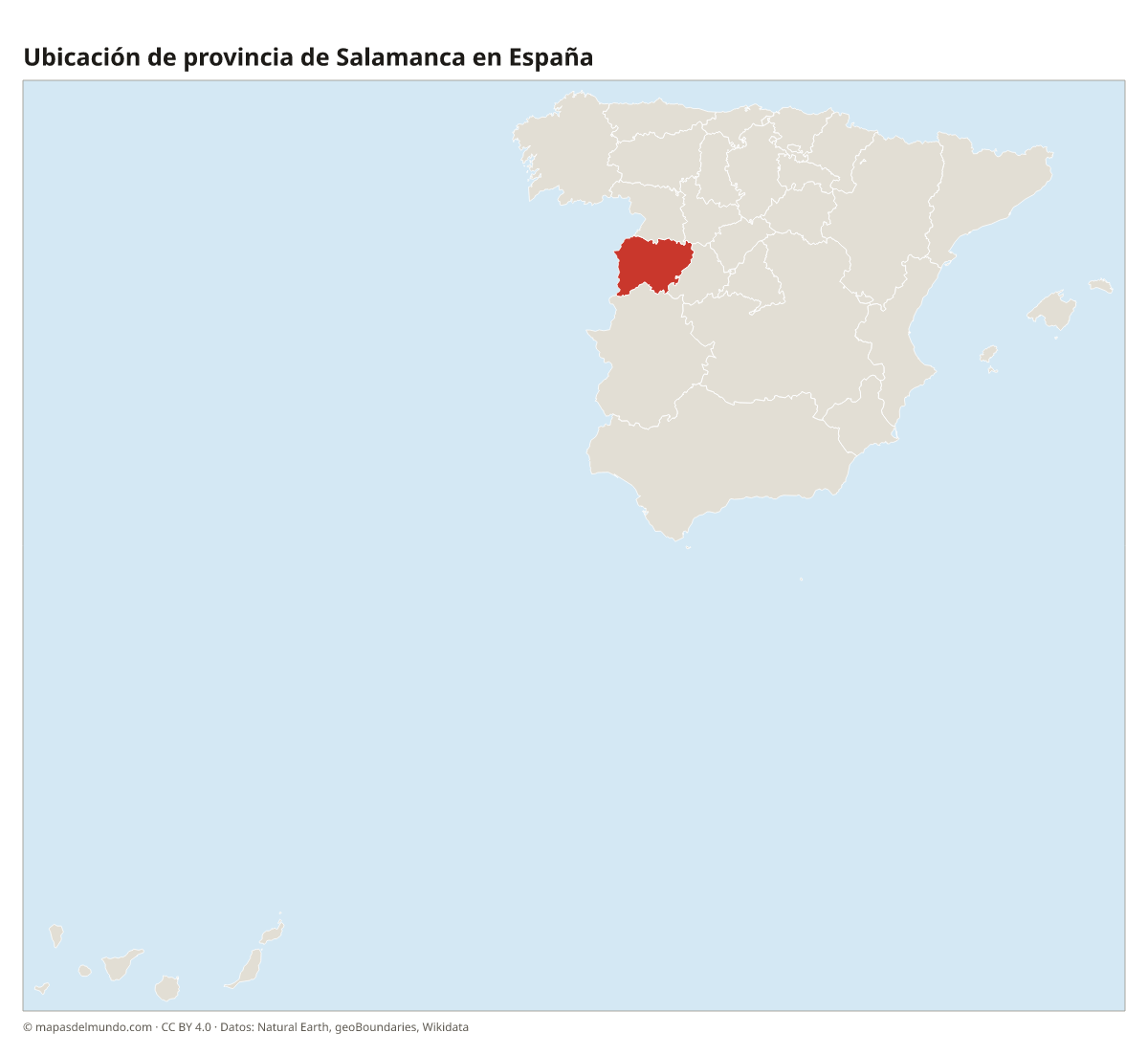 Ubicación de la provincia de Salamanca en el mapa de España