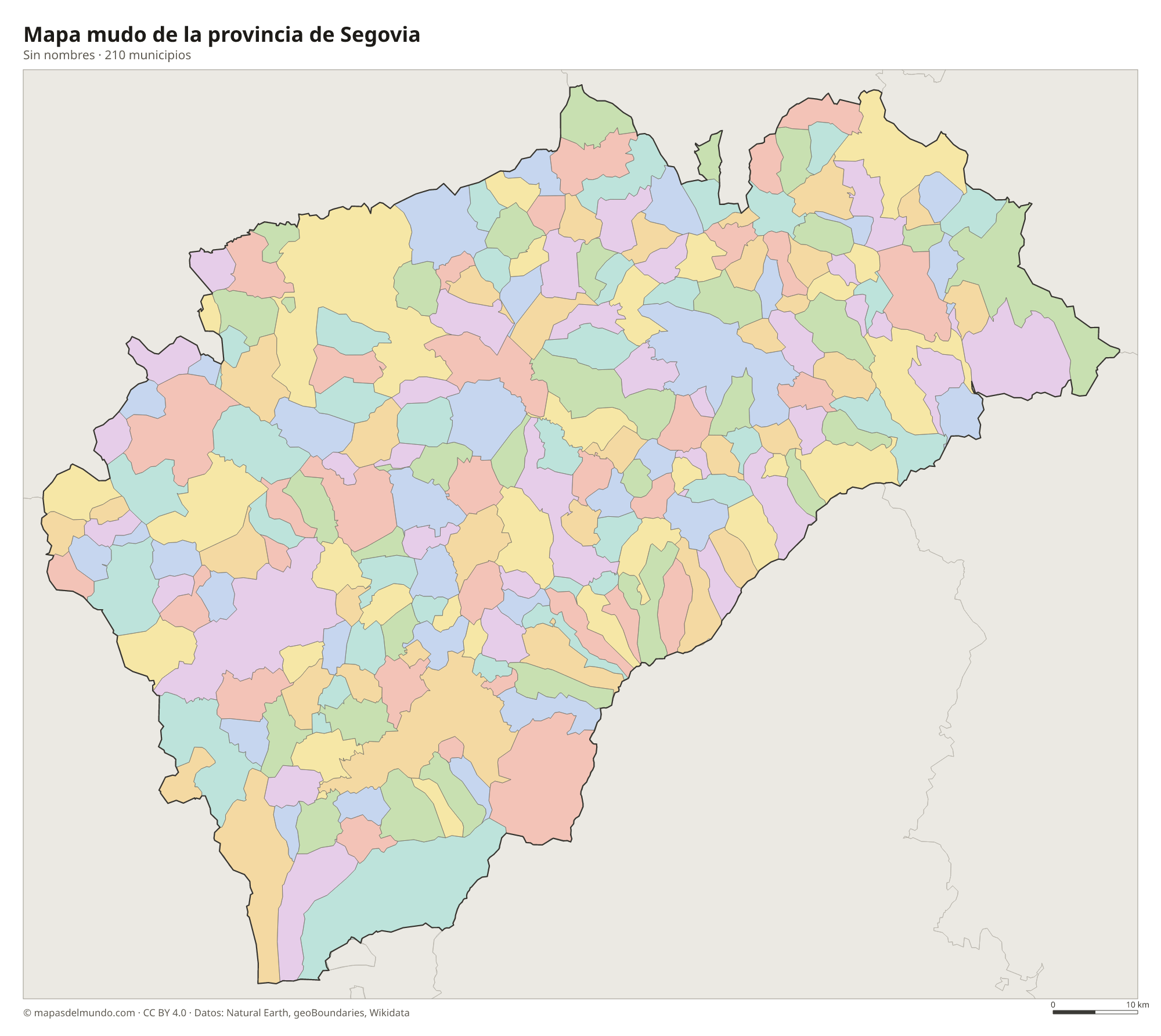 Mapa mudo de la provincia de Segovia