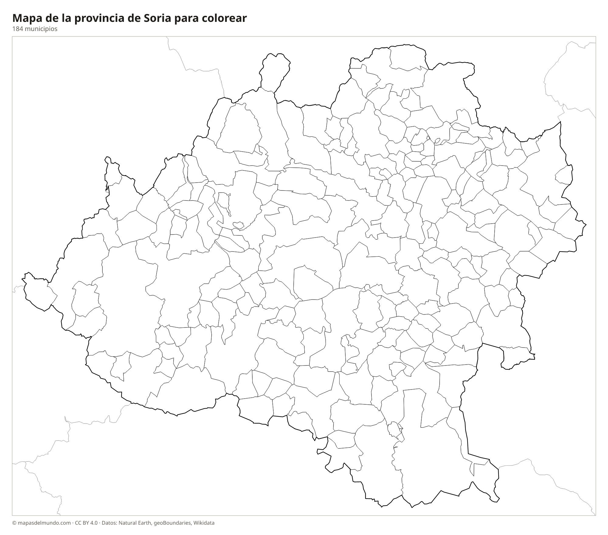 Mapa de la provincia de Soria para colorear