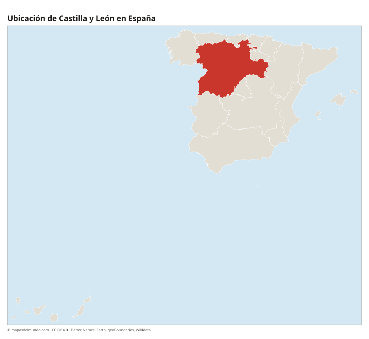 Ubicación de Castilla y León en el mapa de España