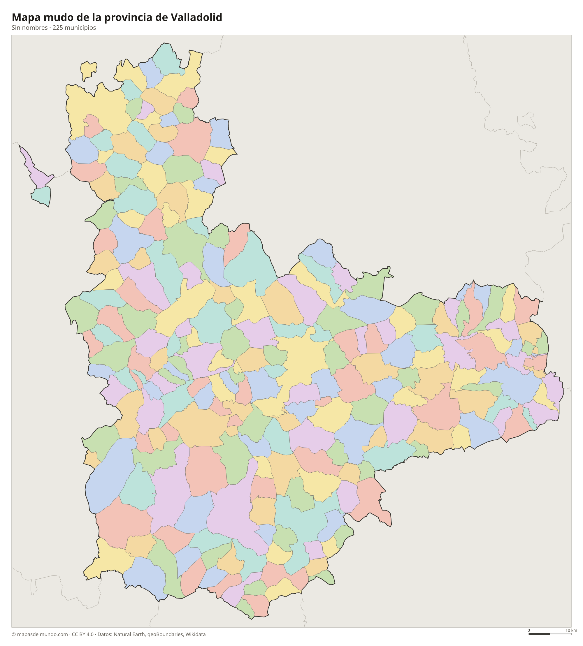 Mapa mudo de la provincia de Valladolid
