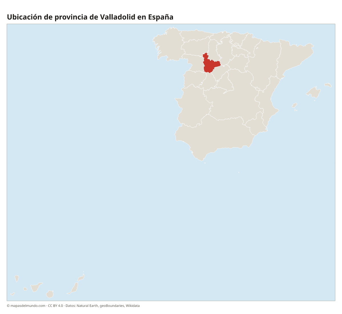 Ubicación de la provincia de Valladolid en el mapa de España