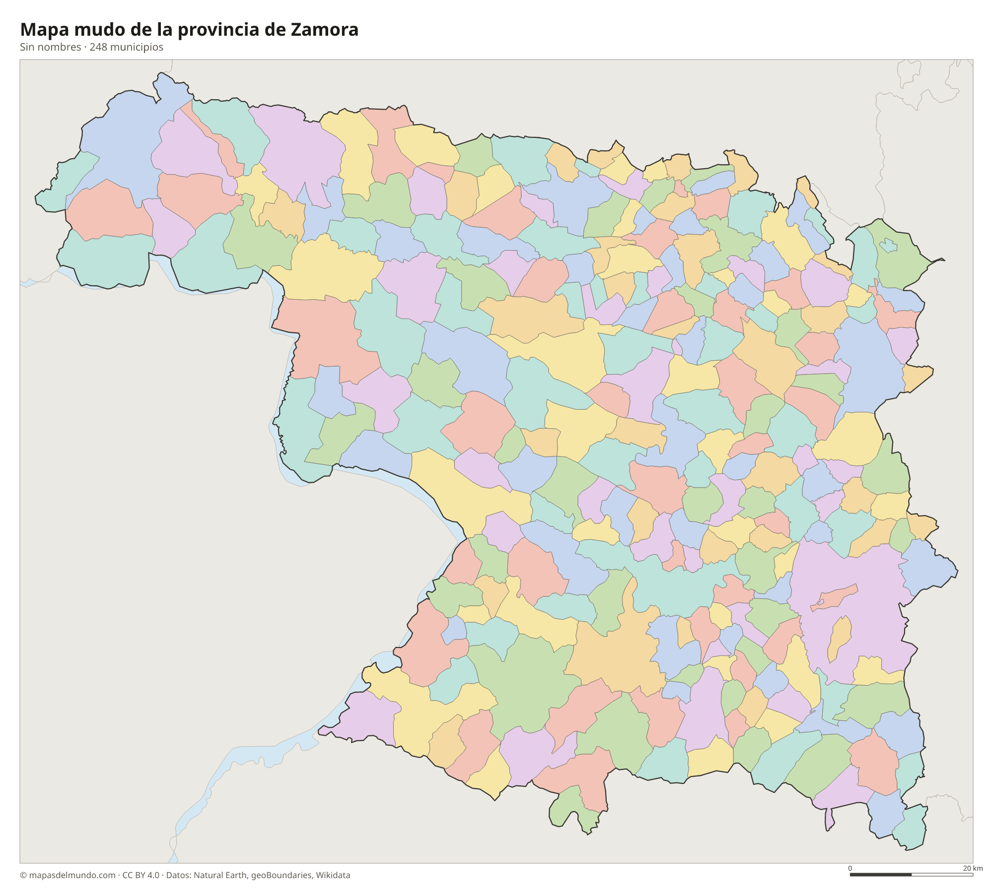 Mapa mudo de la provincia de Zamora