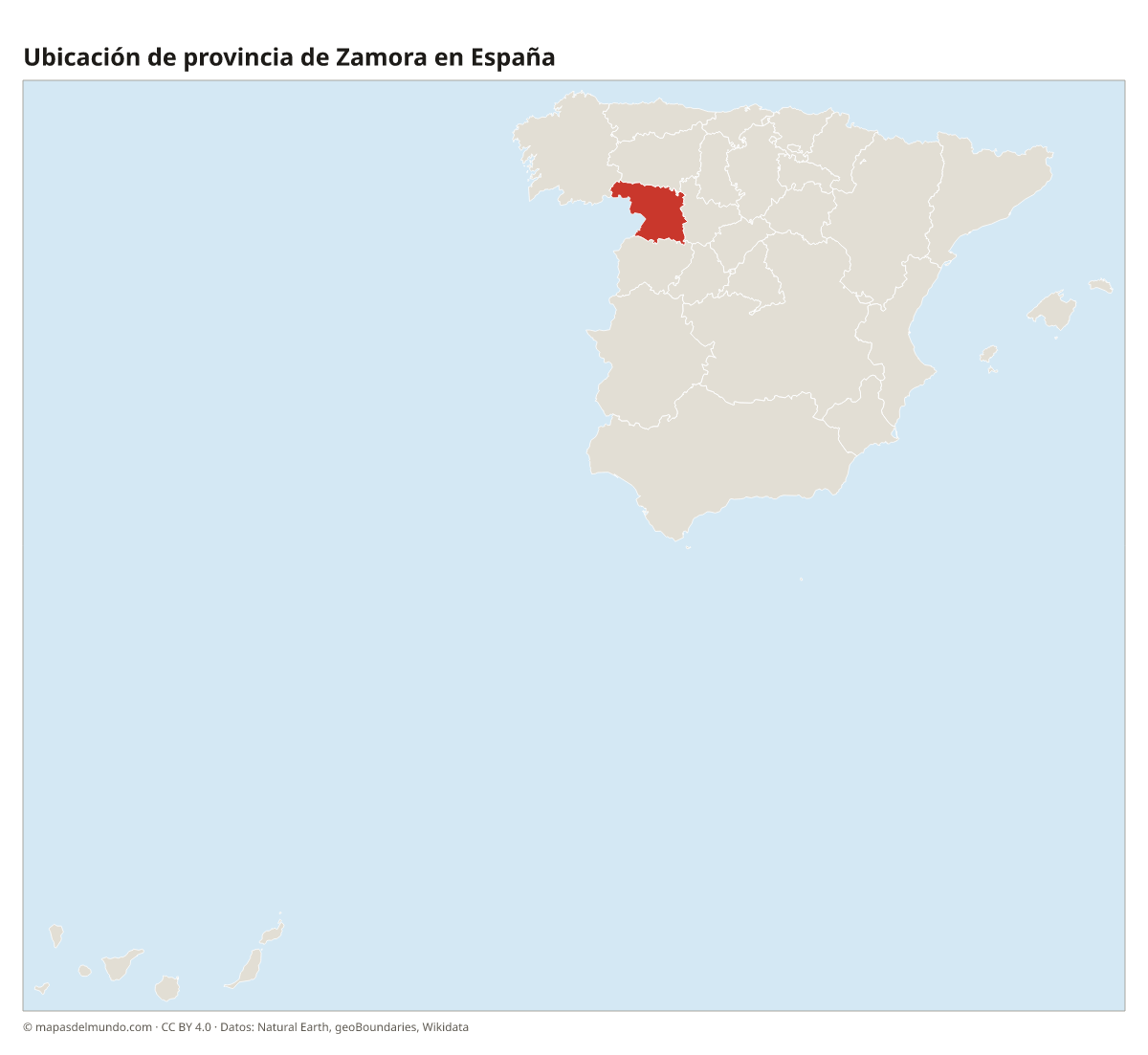 Ubicación de la provincia de Zamora en el mapa de España
