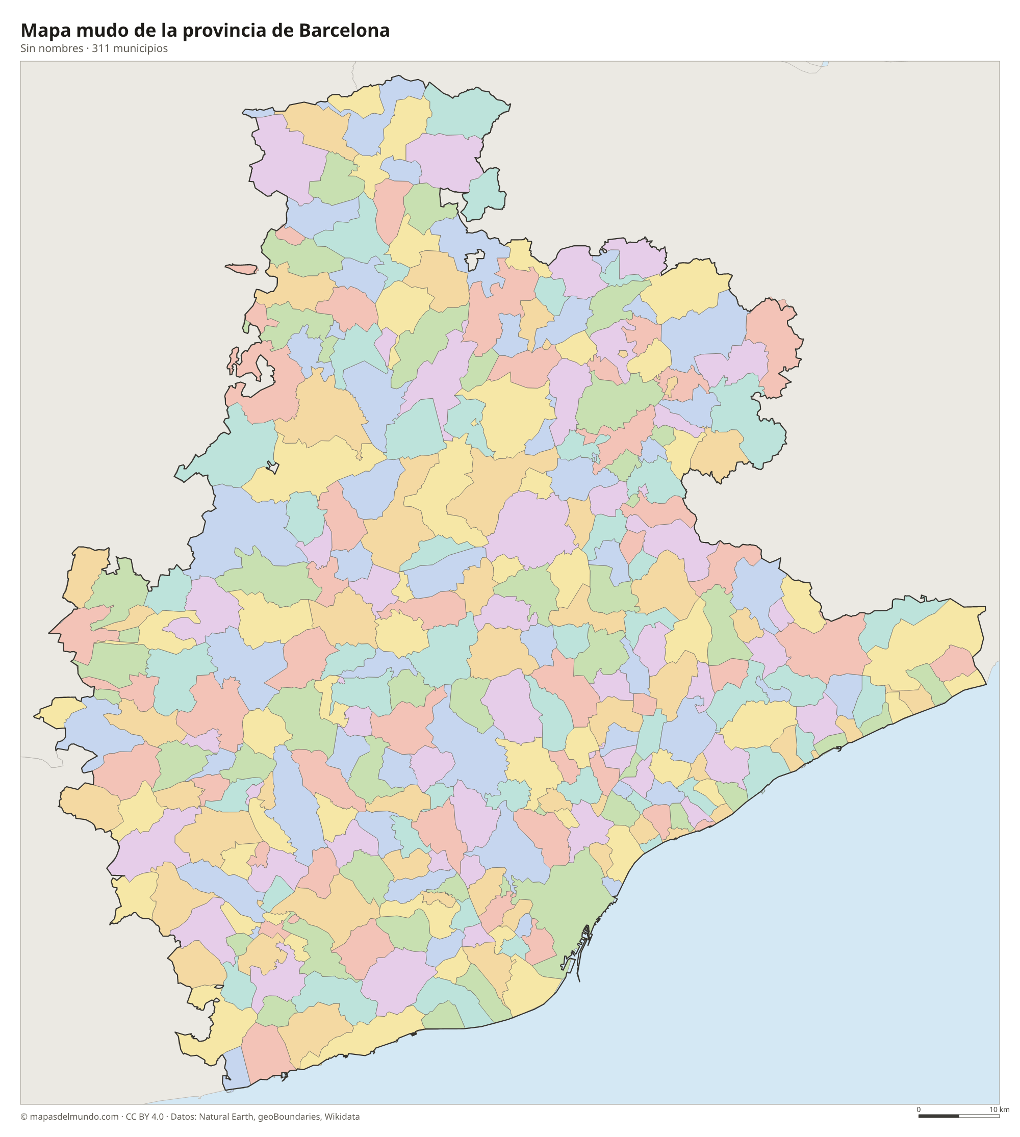 Mapa mudo de la provincia de Barcelona
