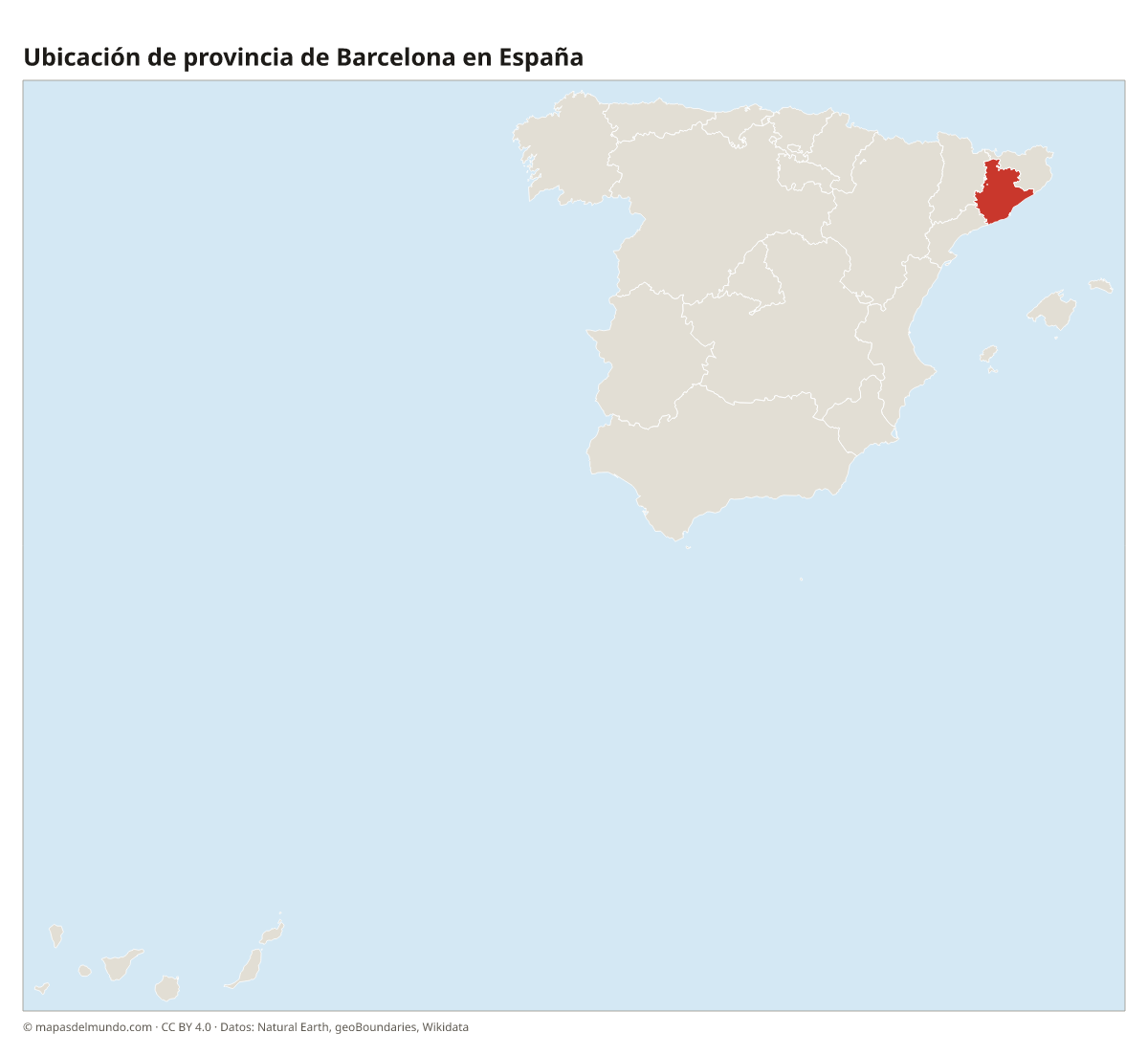 Ubicación de la provincia de Barcelona en el mapa de España