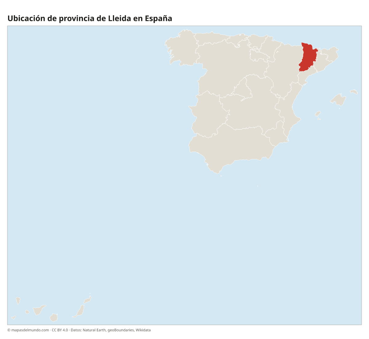 Ubicación de la provincia de Lleida en el mapa de España