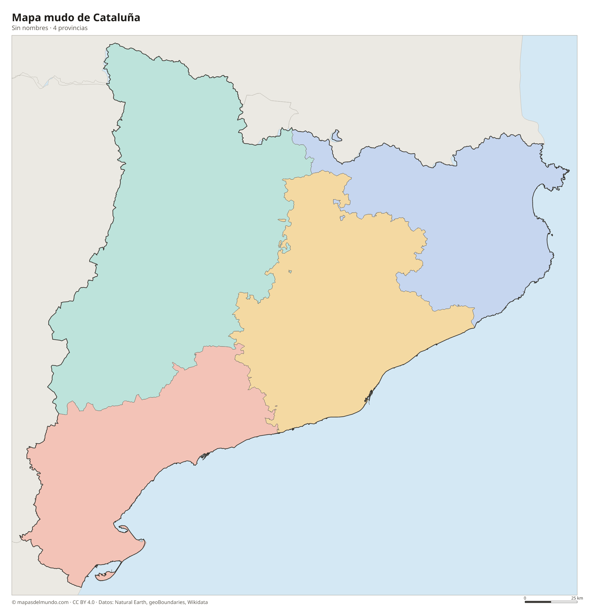 Mapa mudo de Cataluña