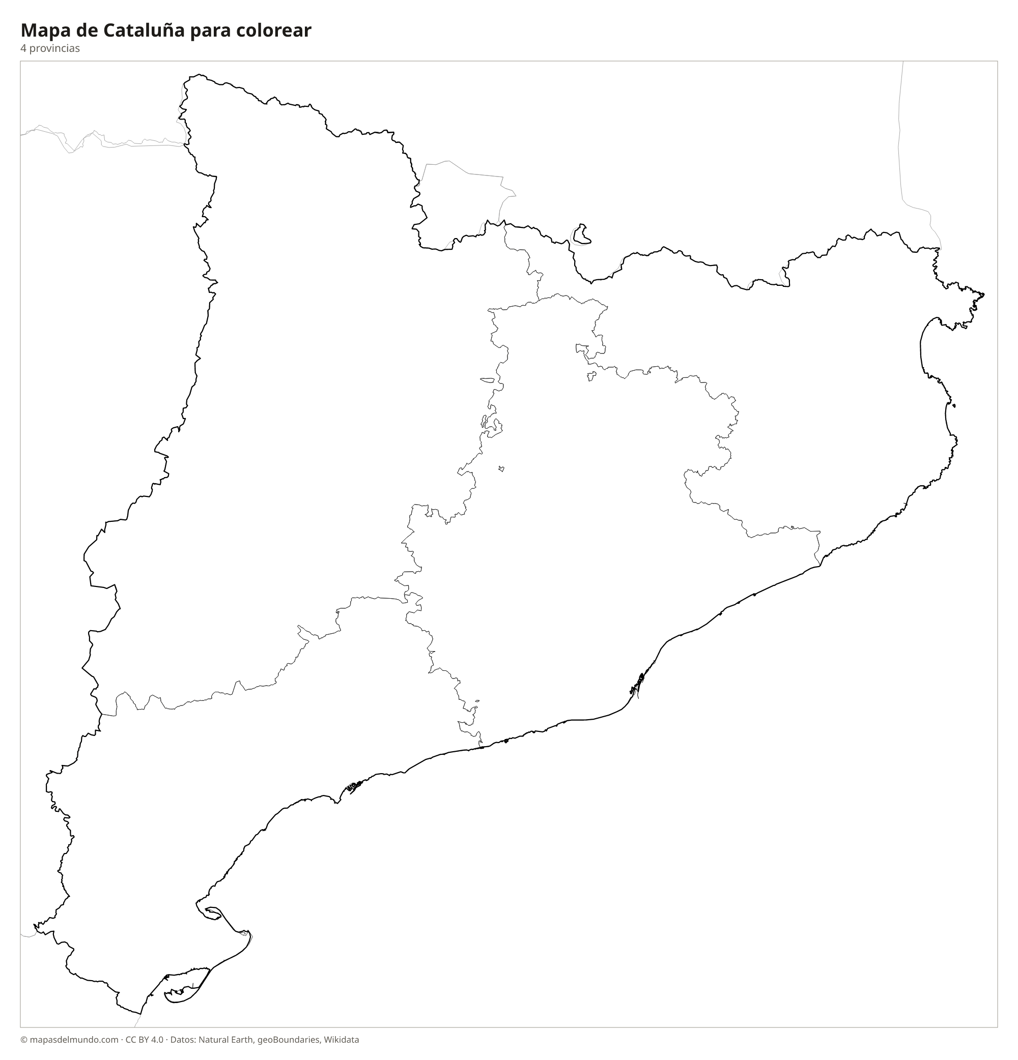 Mapa de Cataluña para colorear