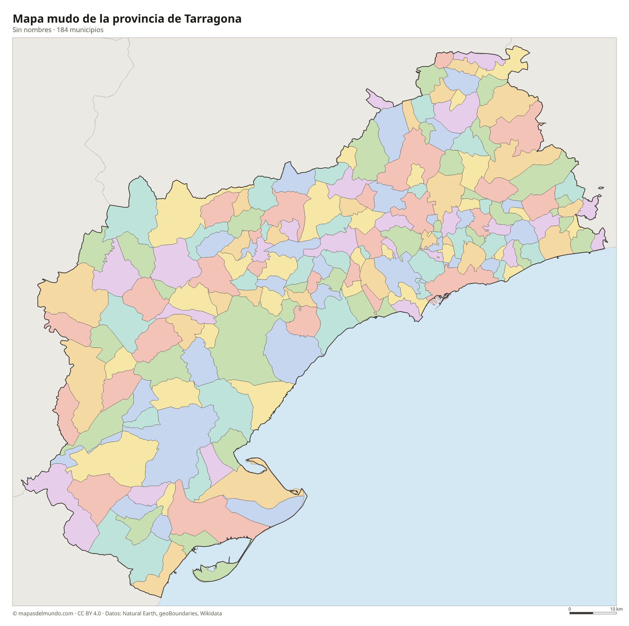 Mapa mudo de la provincia de Tarragona