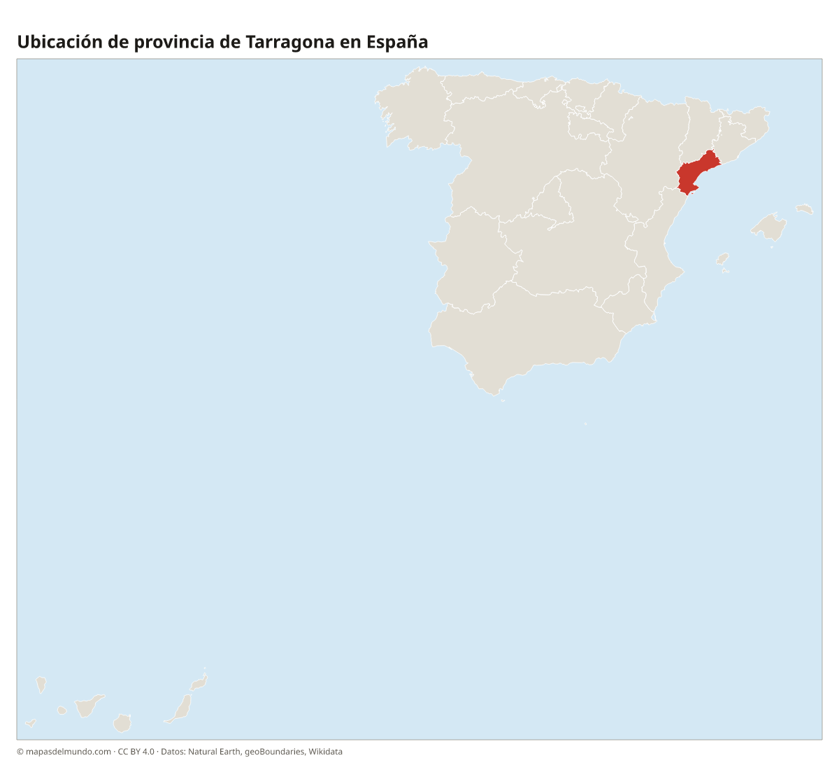 Ubicación de la provincia de Tarragona en el mapa de España